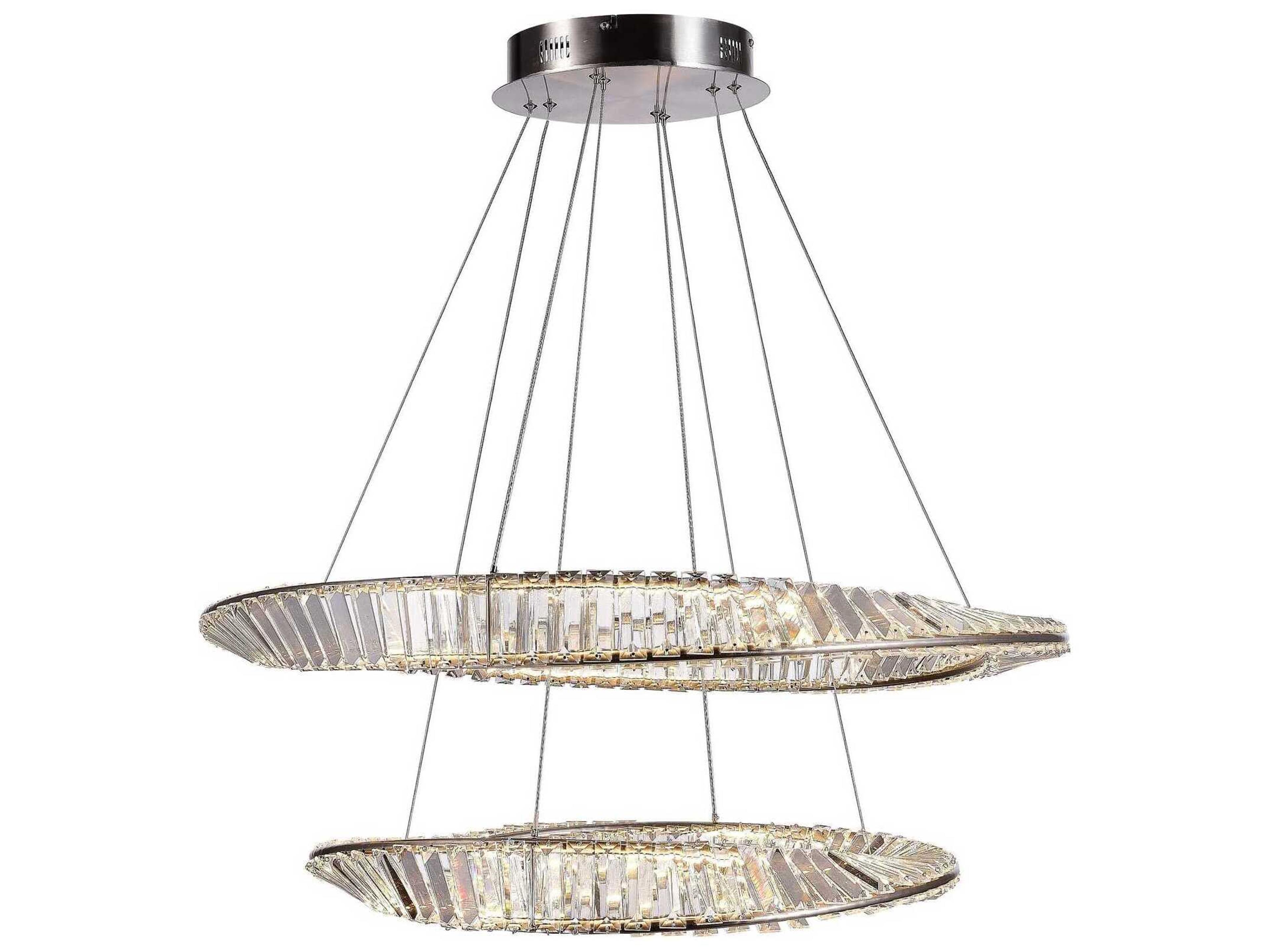 Stella LED Chandelier in Satin Nickel with Crystal
