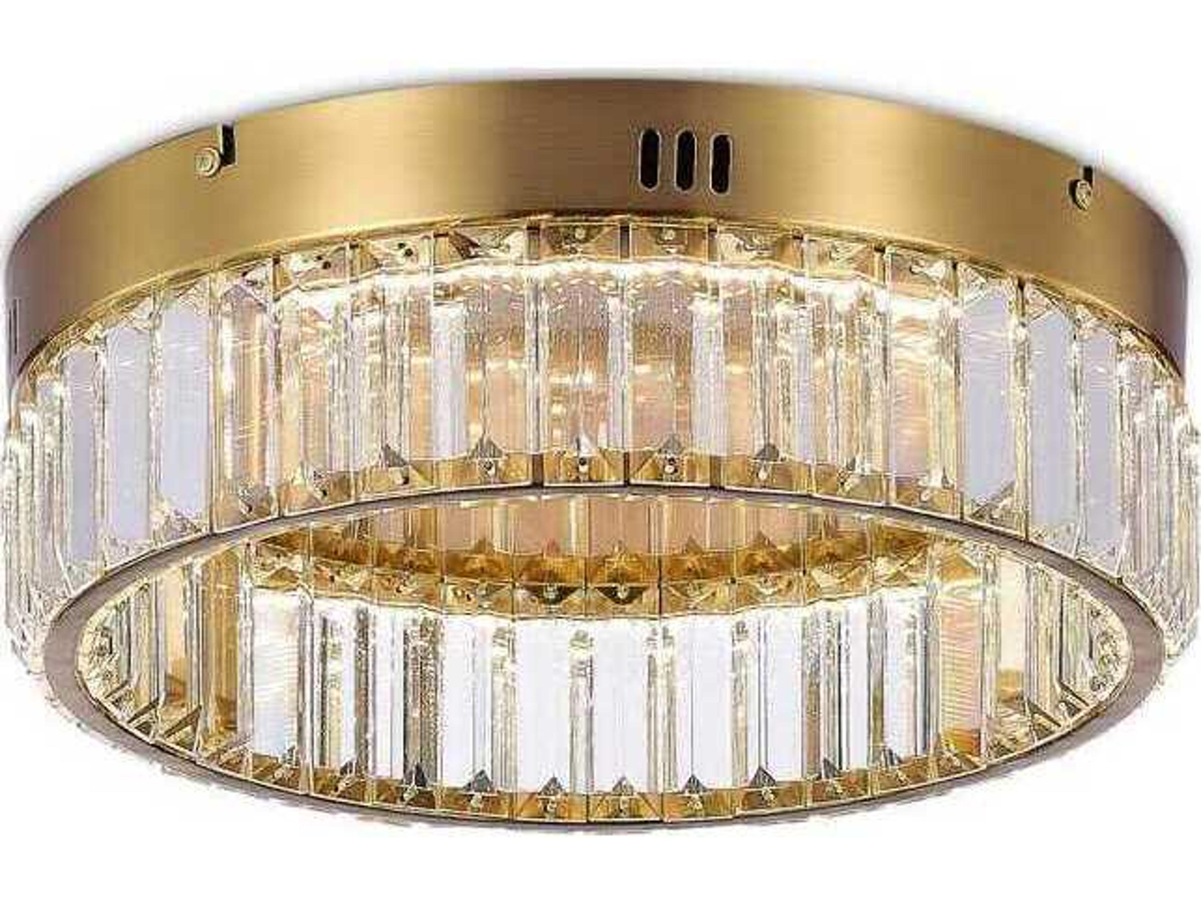 Stella LED Flush Mount Brushed Brass Crystal Ceiling Light