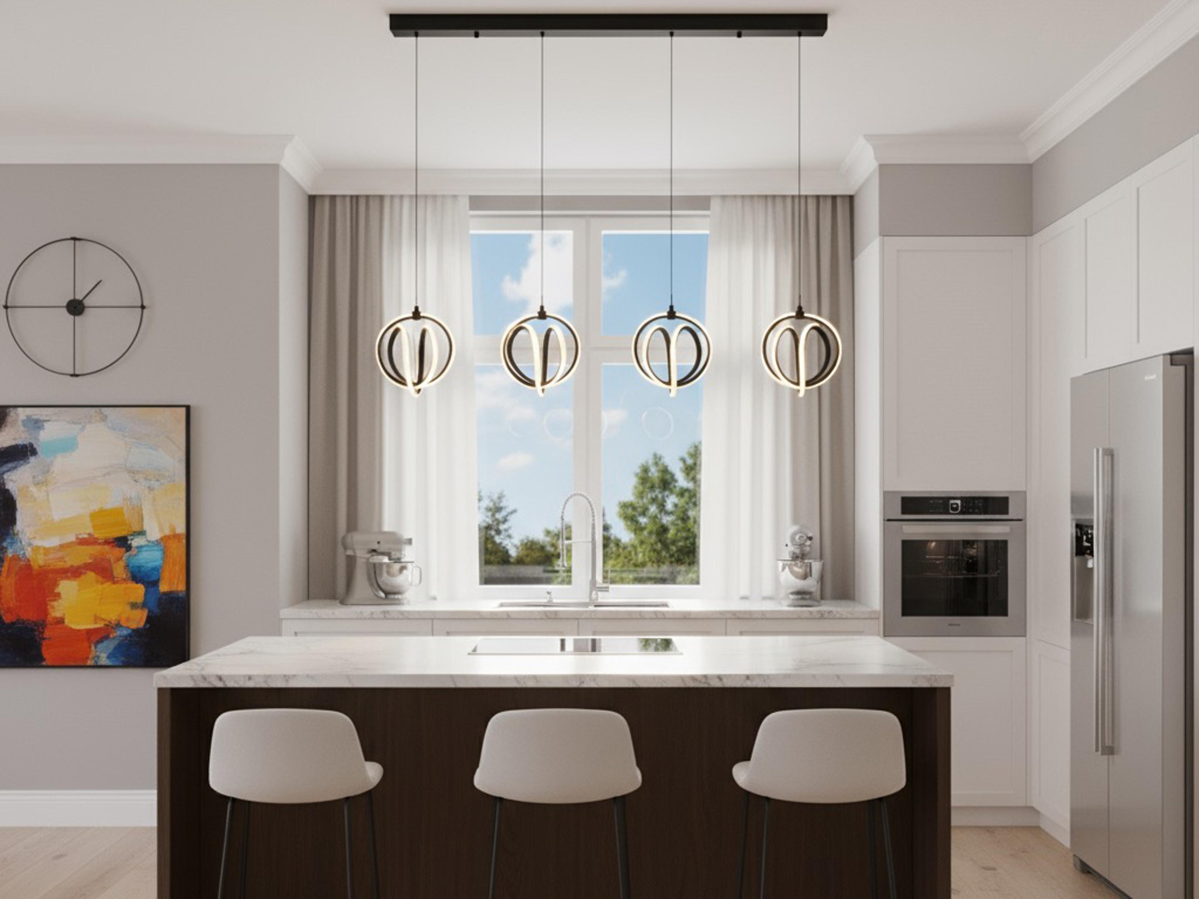 Artcraft Rose 4-Light Black Island Pendant