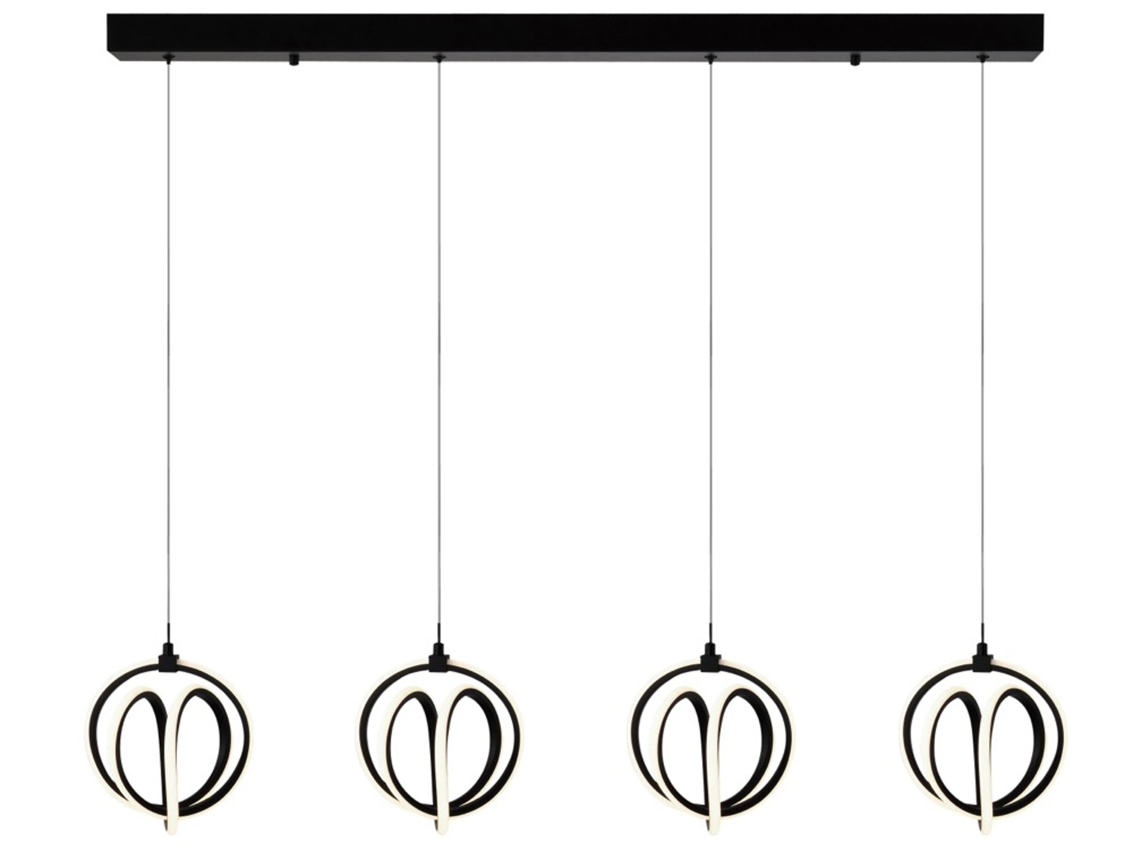 Rose Collection 4-Light LED Island Chandelier in Black