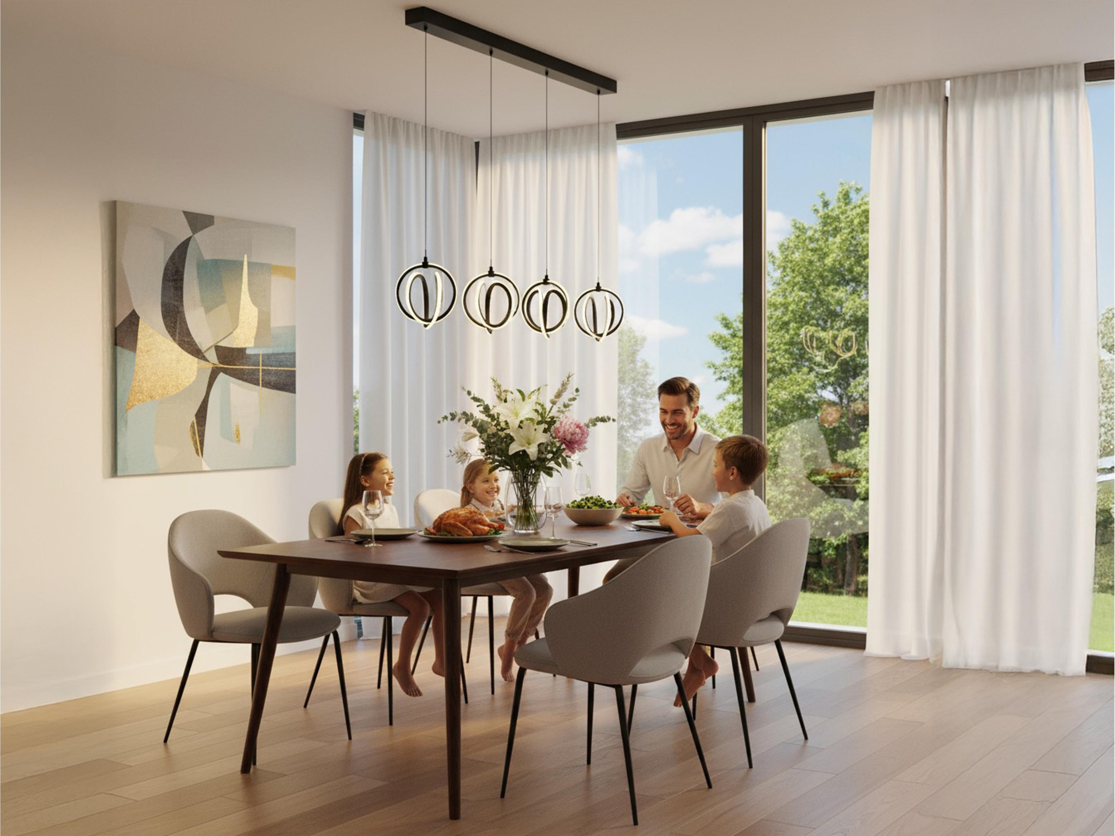 Artcraft Rose 4-Light Black Island Pendant