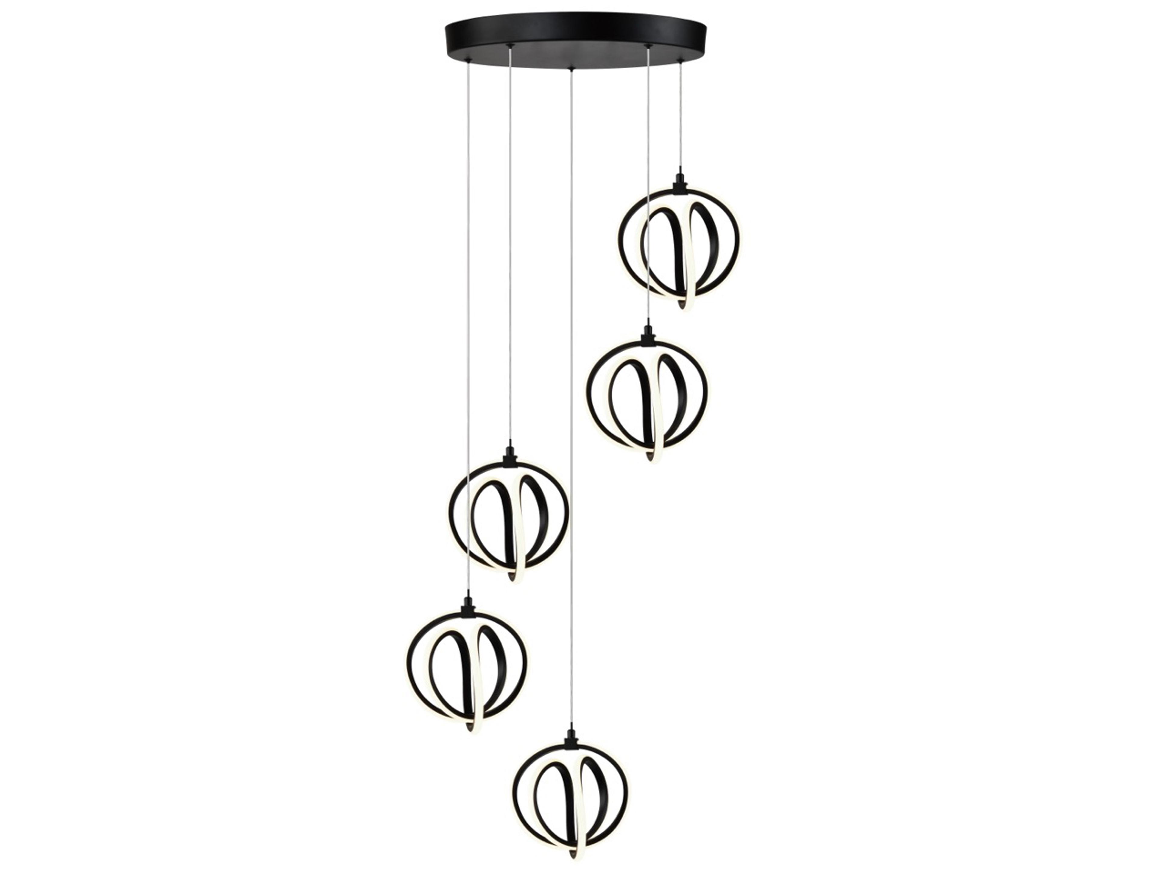 Rose Collection 5-Light LED Pendant Chandelier Black