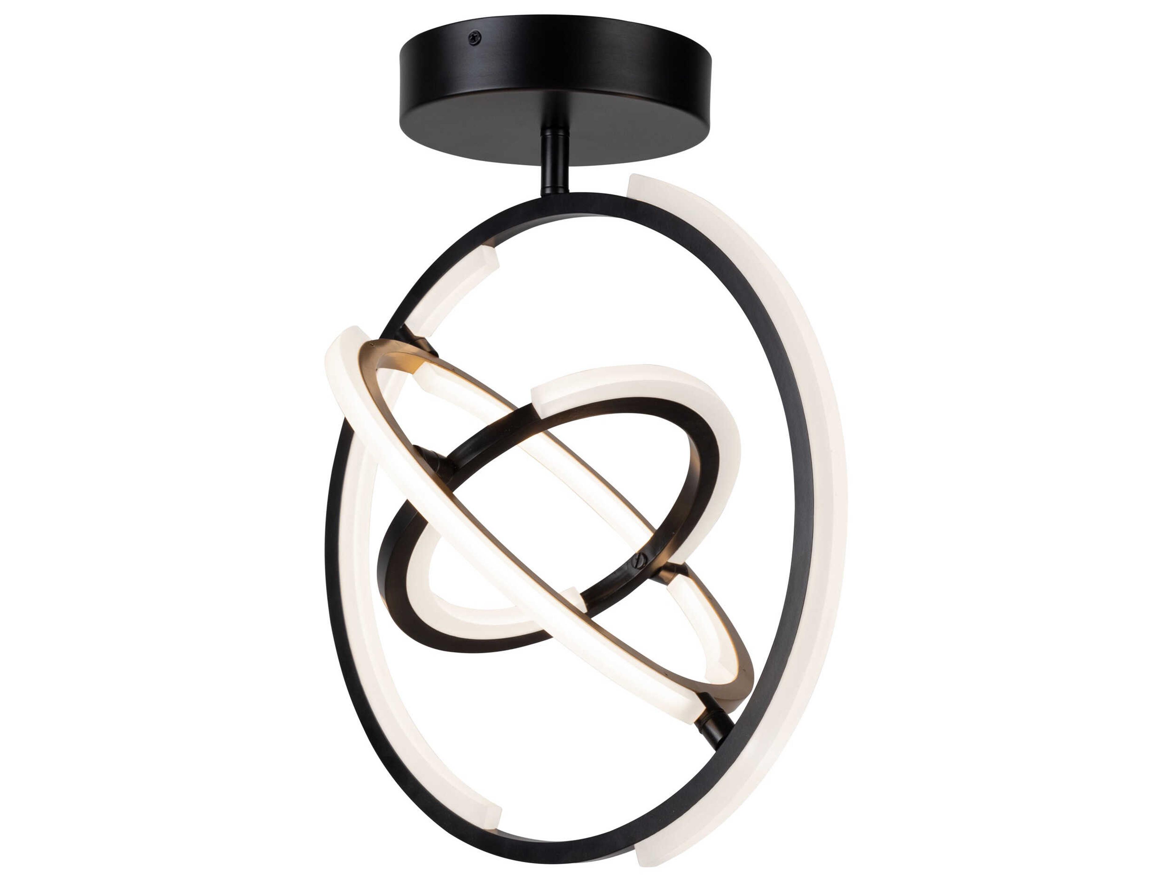 Artcraft Trilogy Black Brass LED Geometric Semi Flush Mount