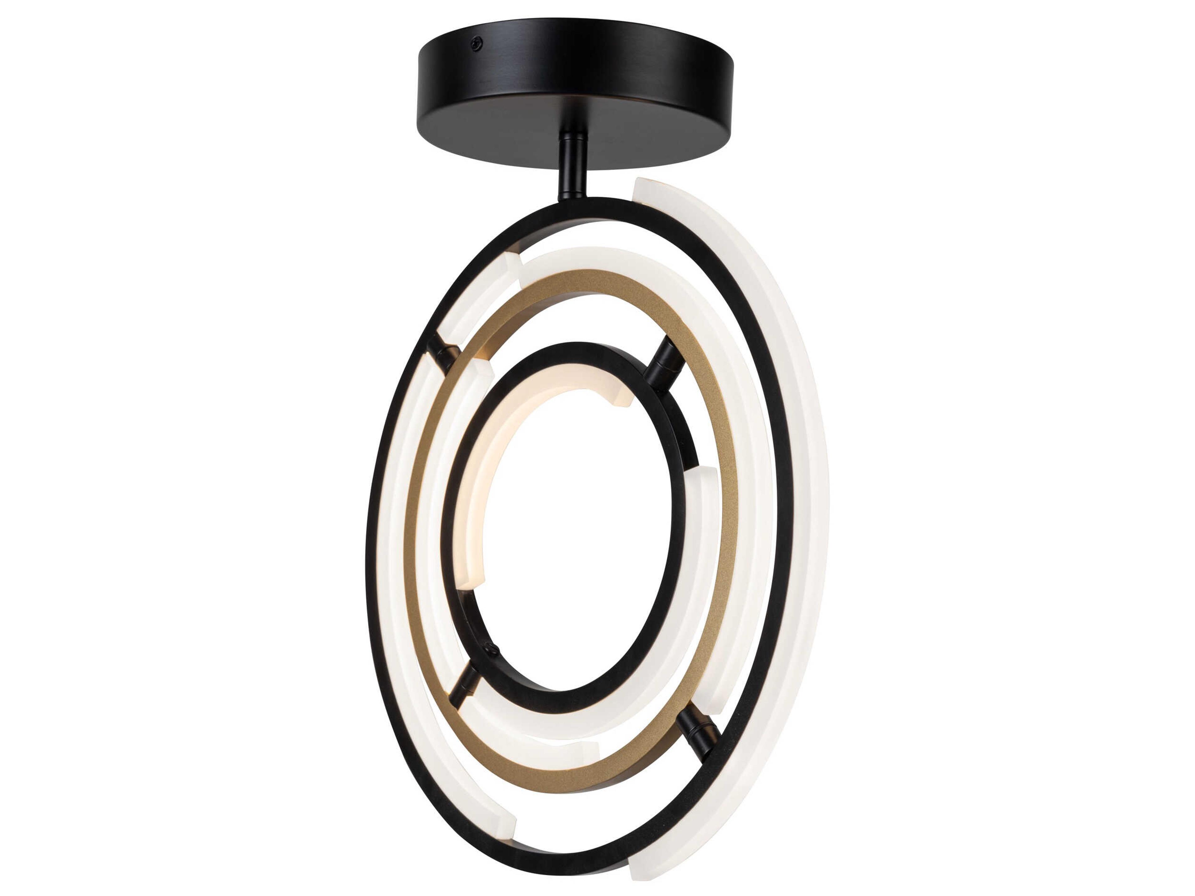 Artcraft Trilogy Black Brass LED Geometric Semi Flush Mount
