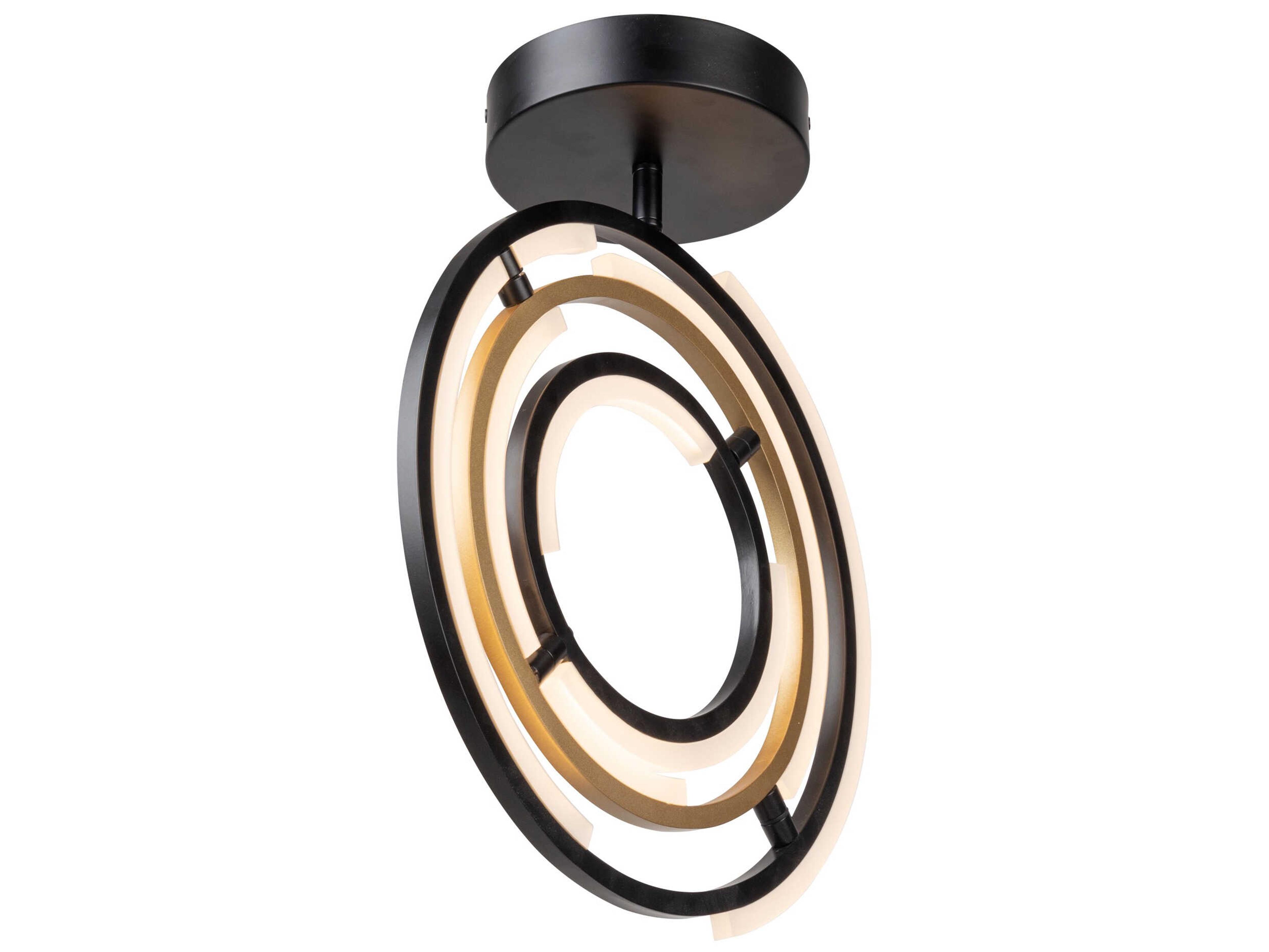 Artcraft Trilogy Black Brass LED Geometric Semi Flush Mount