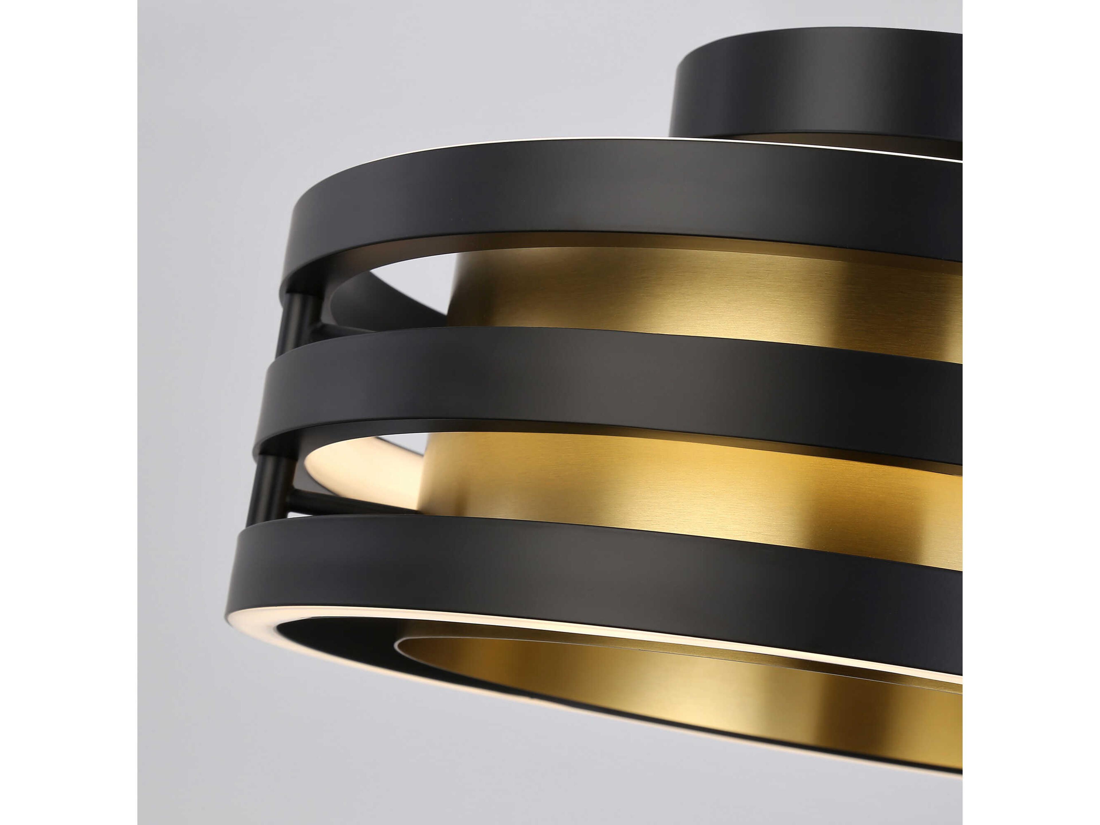 Artcraft Toledo 1-Light Black Brushed Brass Drum Semi Flush Mount
