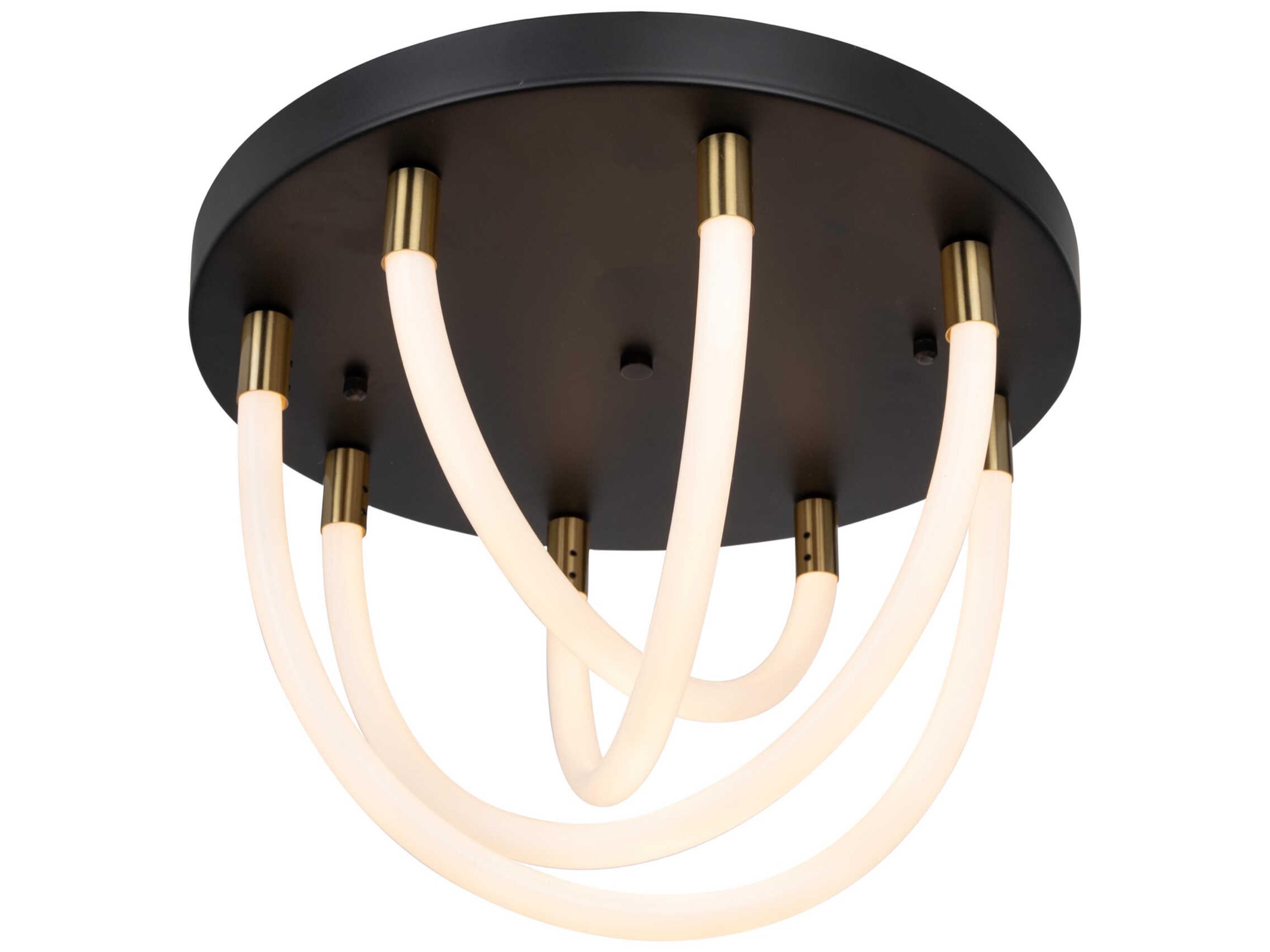 Artcraft Cascata 4-Light Black Brushed Brass Flush Mount