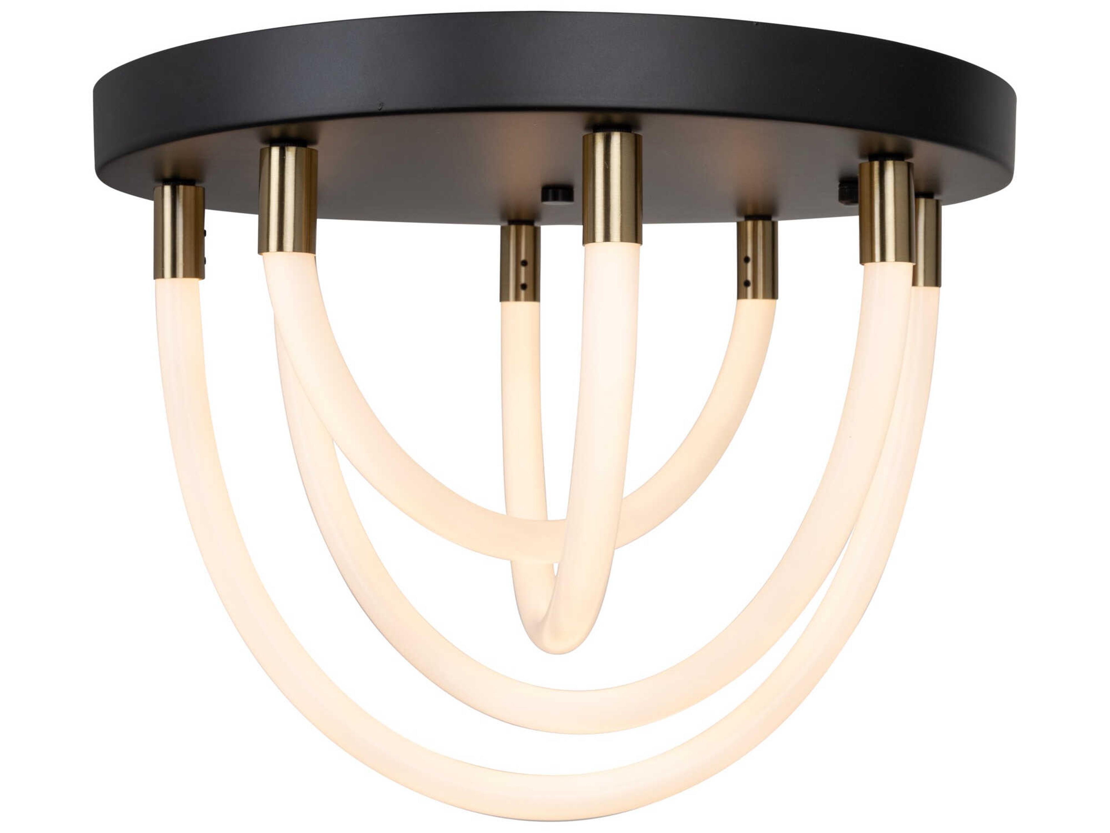Artcraft Cascata 4-Light Black Brushed Brass Flush Mount
