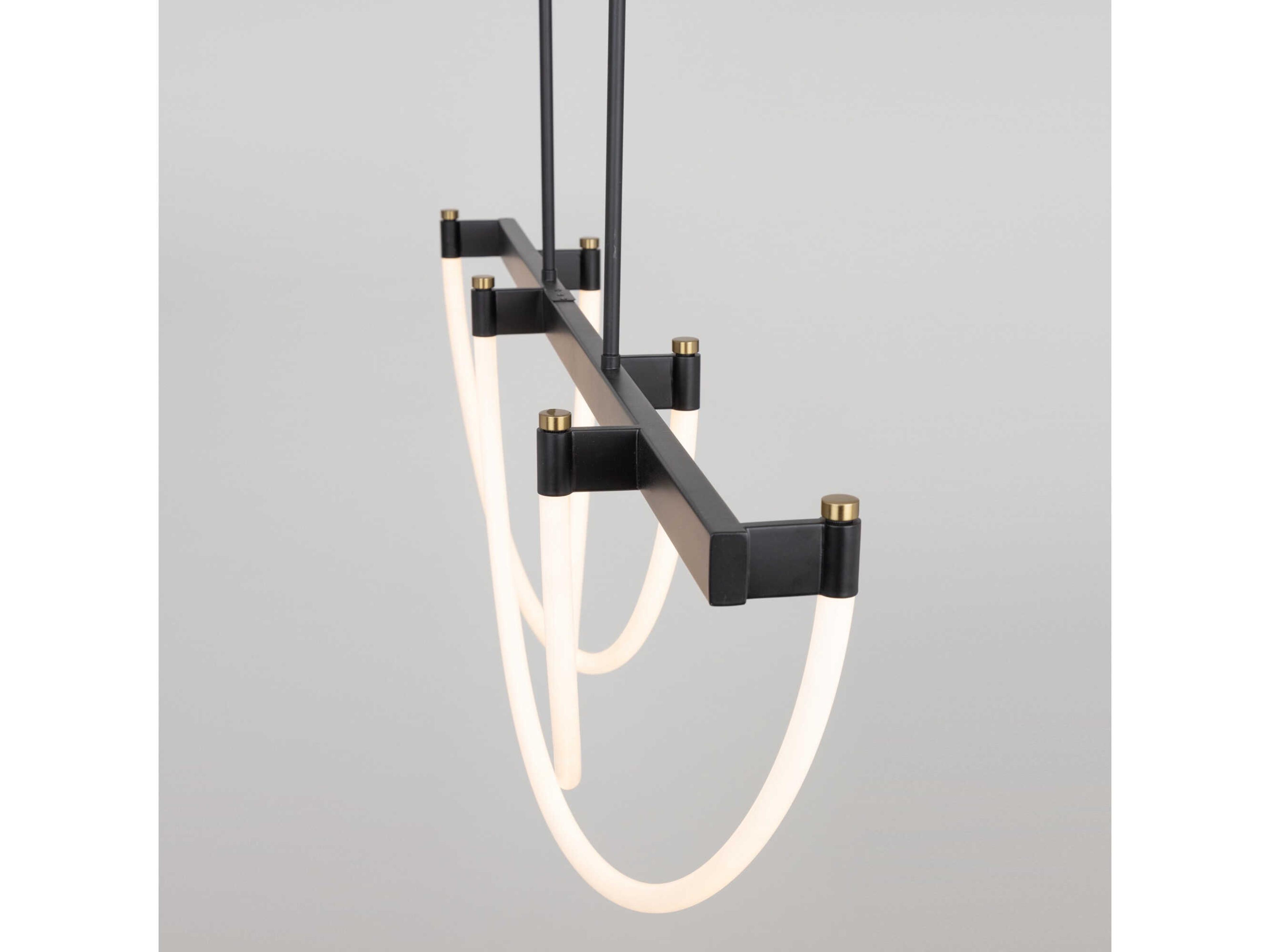 Artcraft Cascata 3-Light Black Brushed Brass Linear Island Pendant