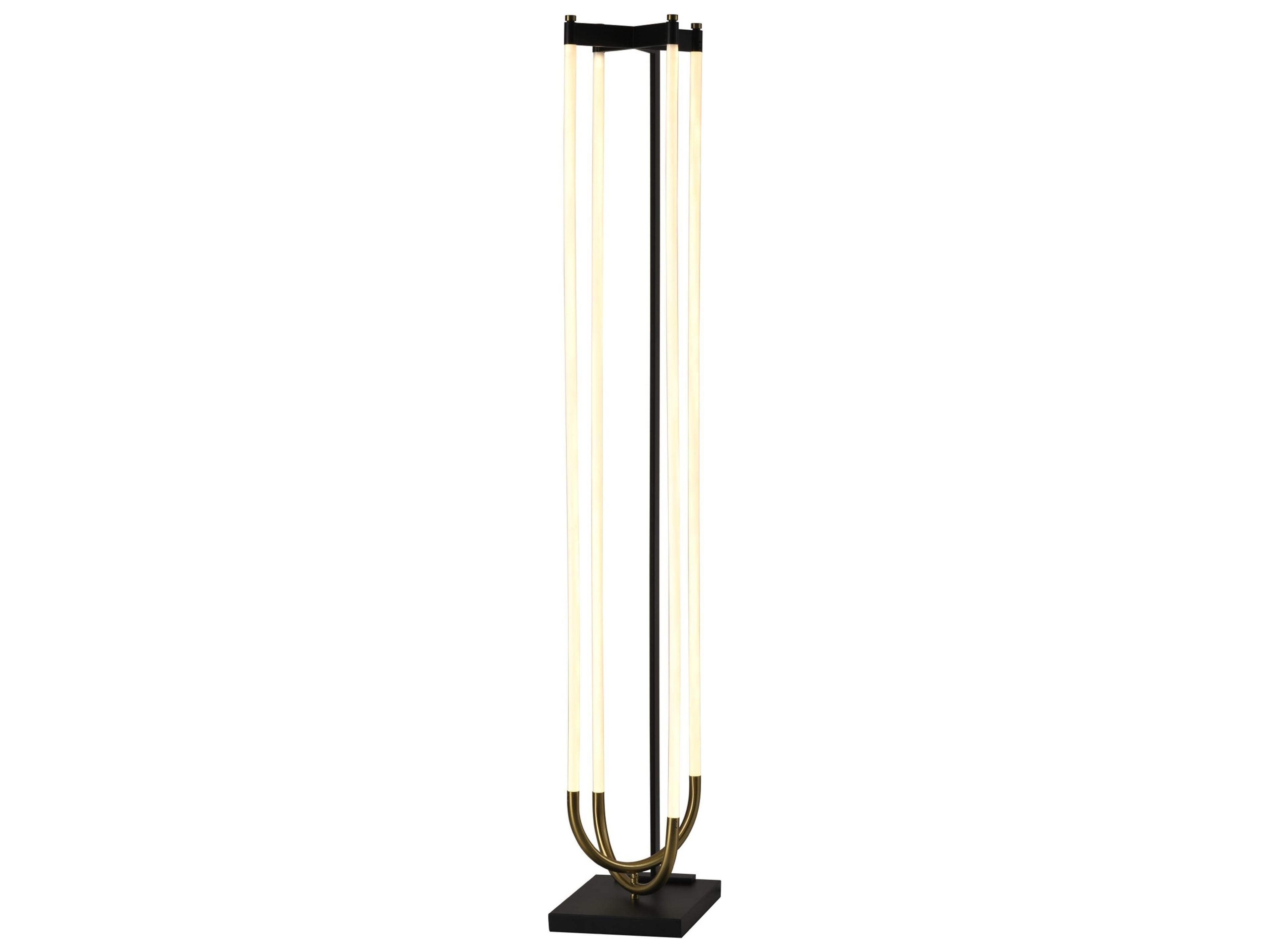 Cascata LED Floor Lamp in Black and Brushed Brass