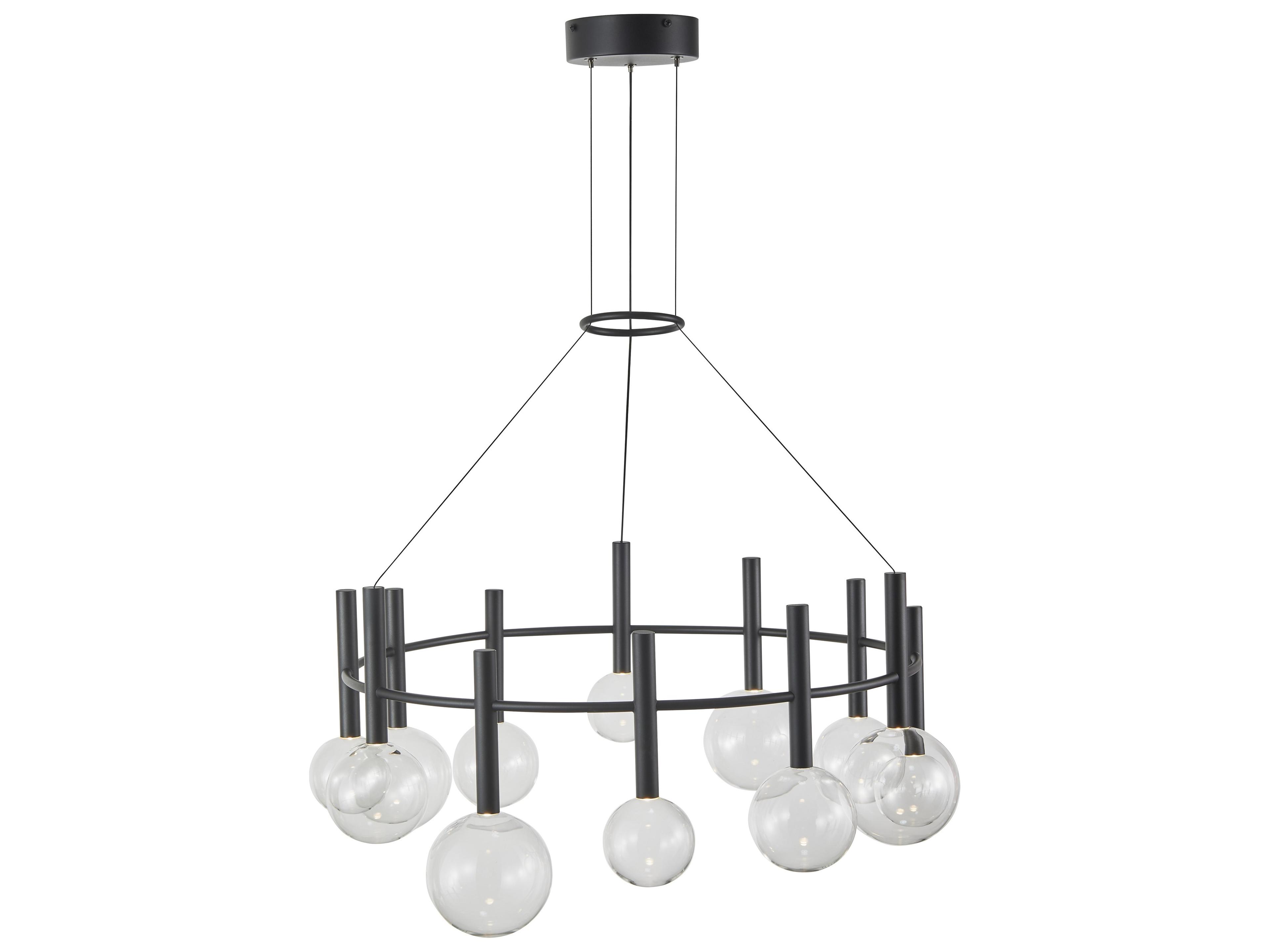 Artcraft Terra 12-Light Black Globe Round Chandelier
