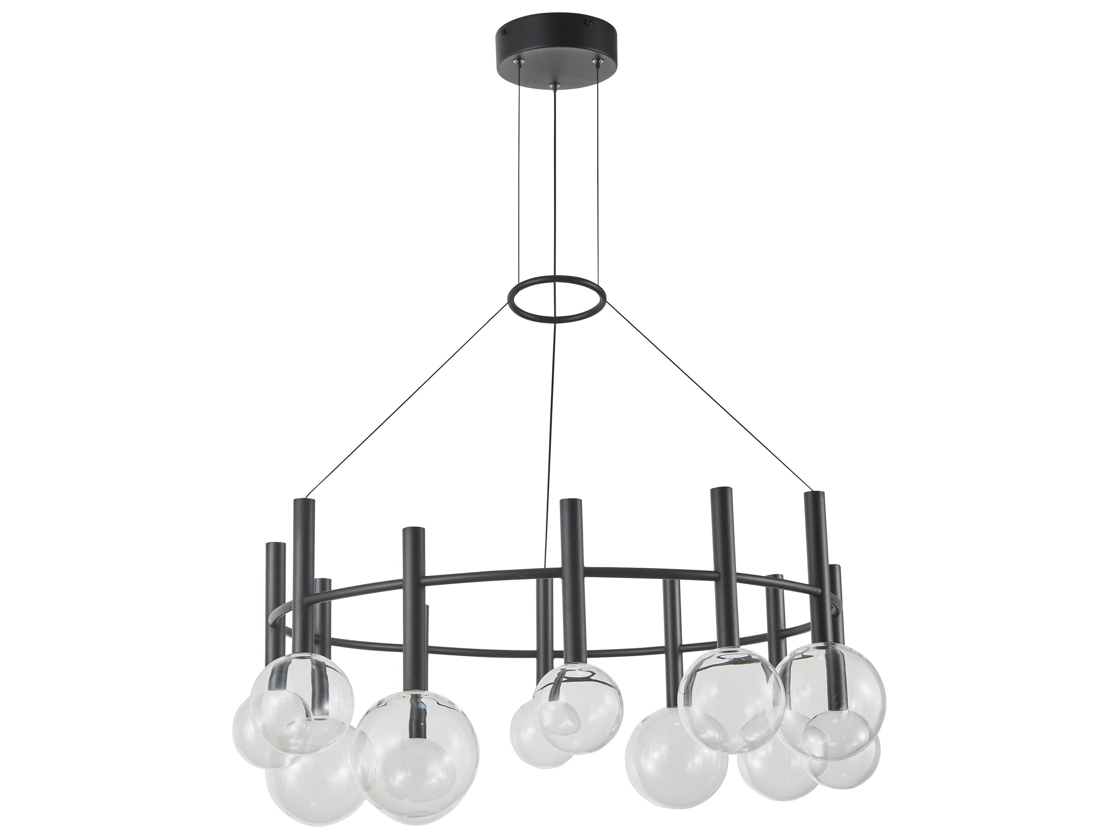 Artcraft Terra 12-Light Black Globe Round Chandelier