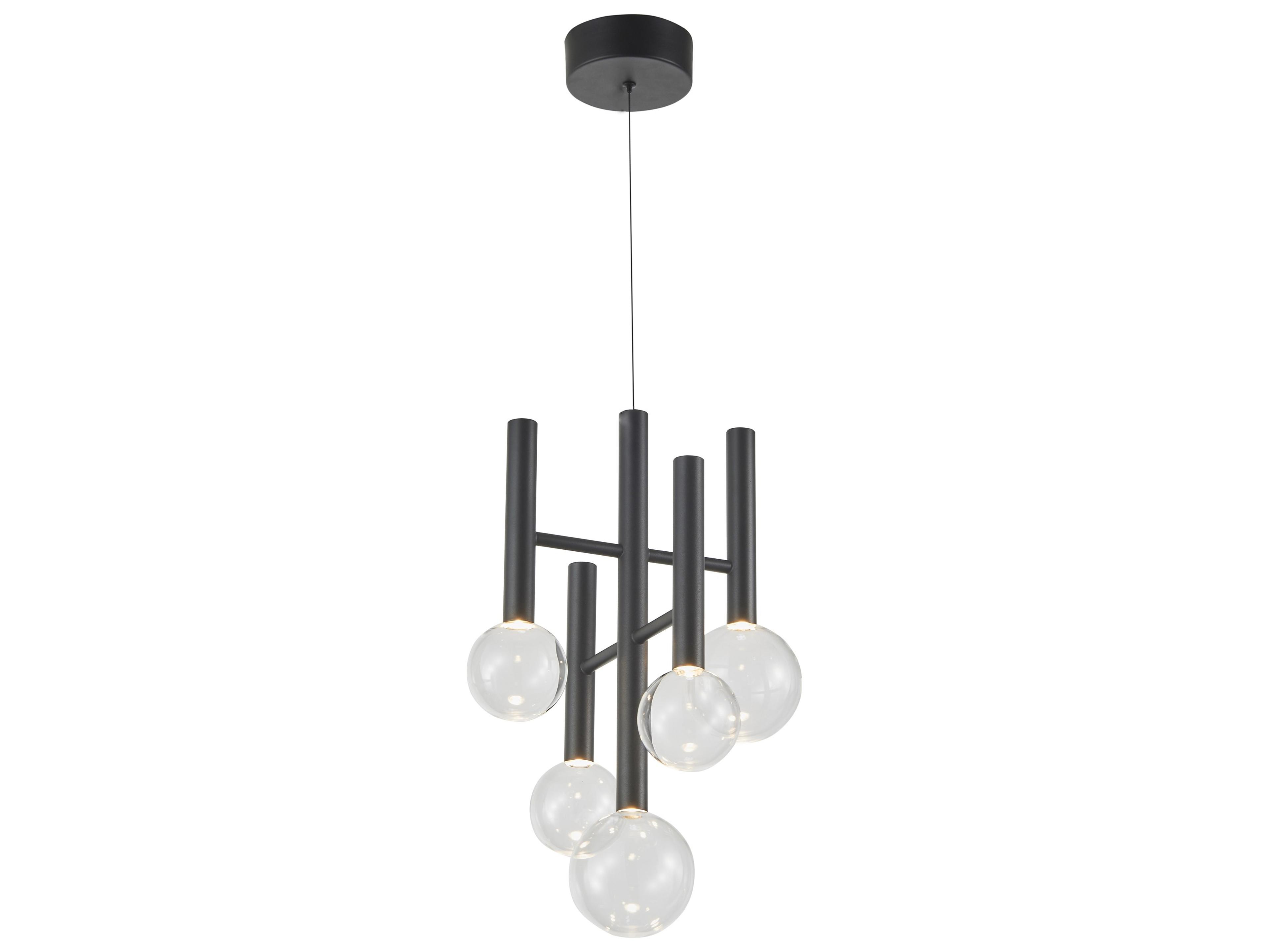 Terra Collection 5-Light LED Pendant Modern Black Chandelier