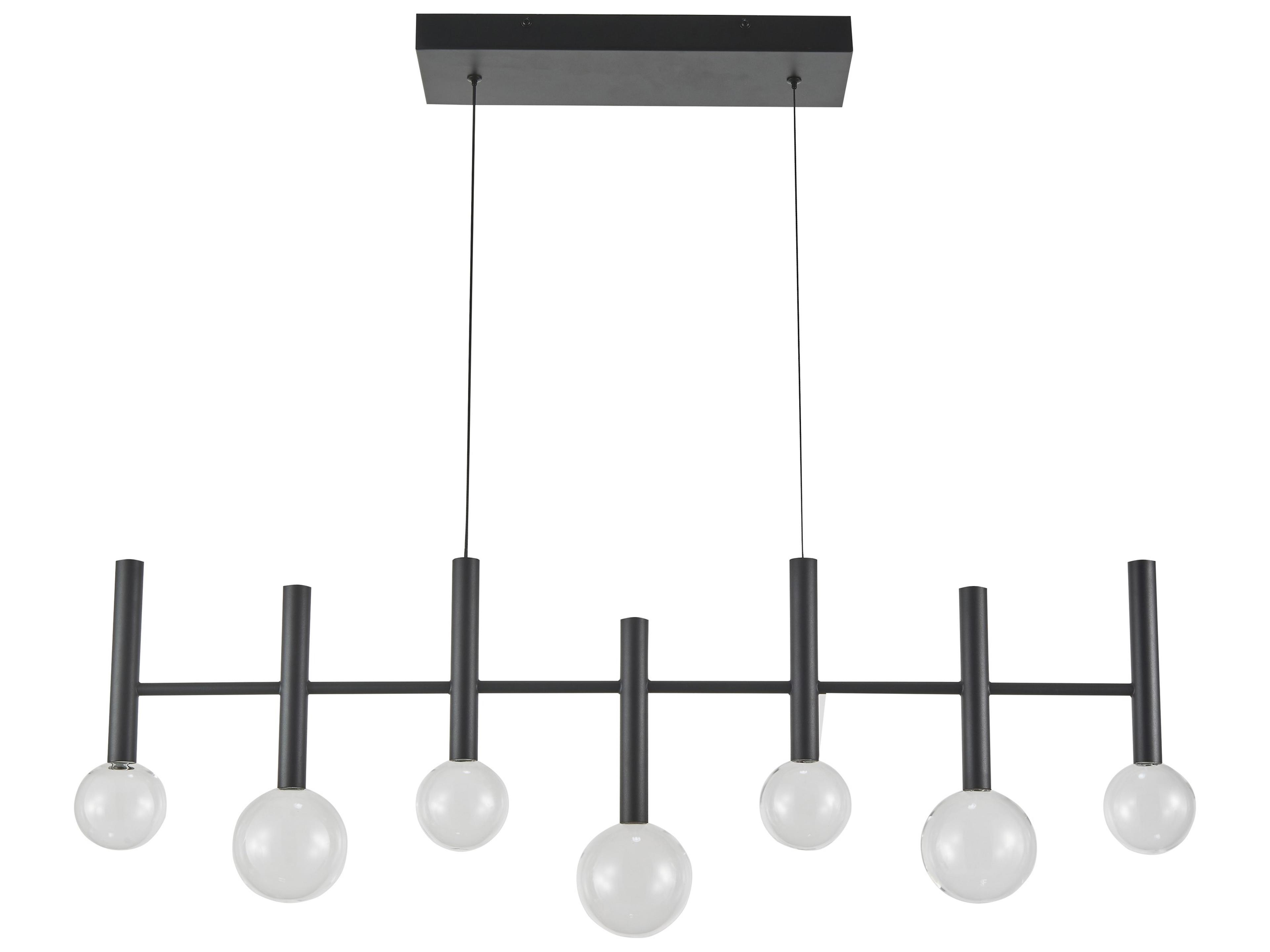 Artcraft Terra 7-Light Black Globe Linear Island Pendant