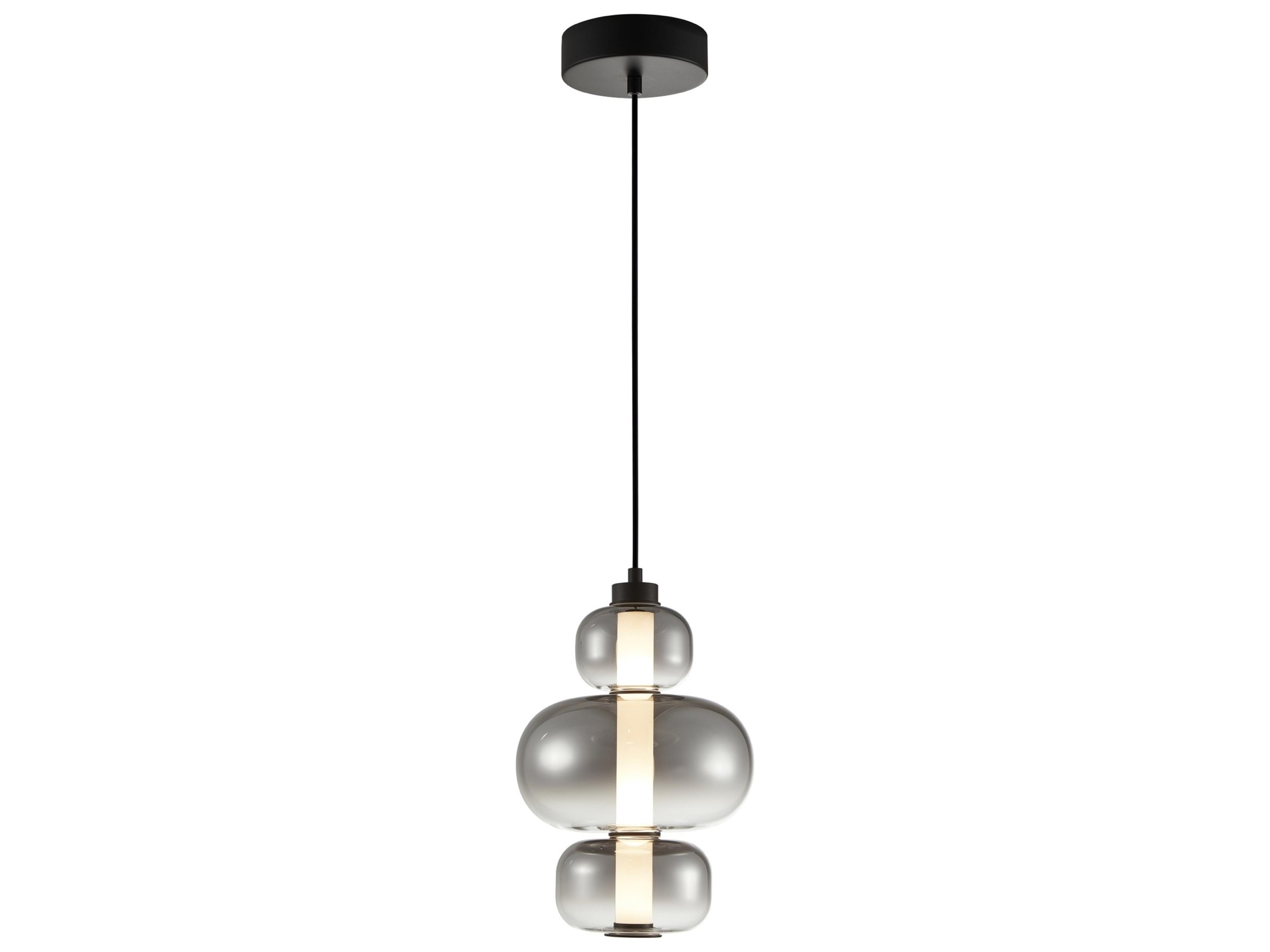 Astra LED Pendant Light in Black with Smoke Ombre Glass