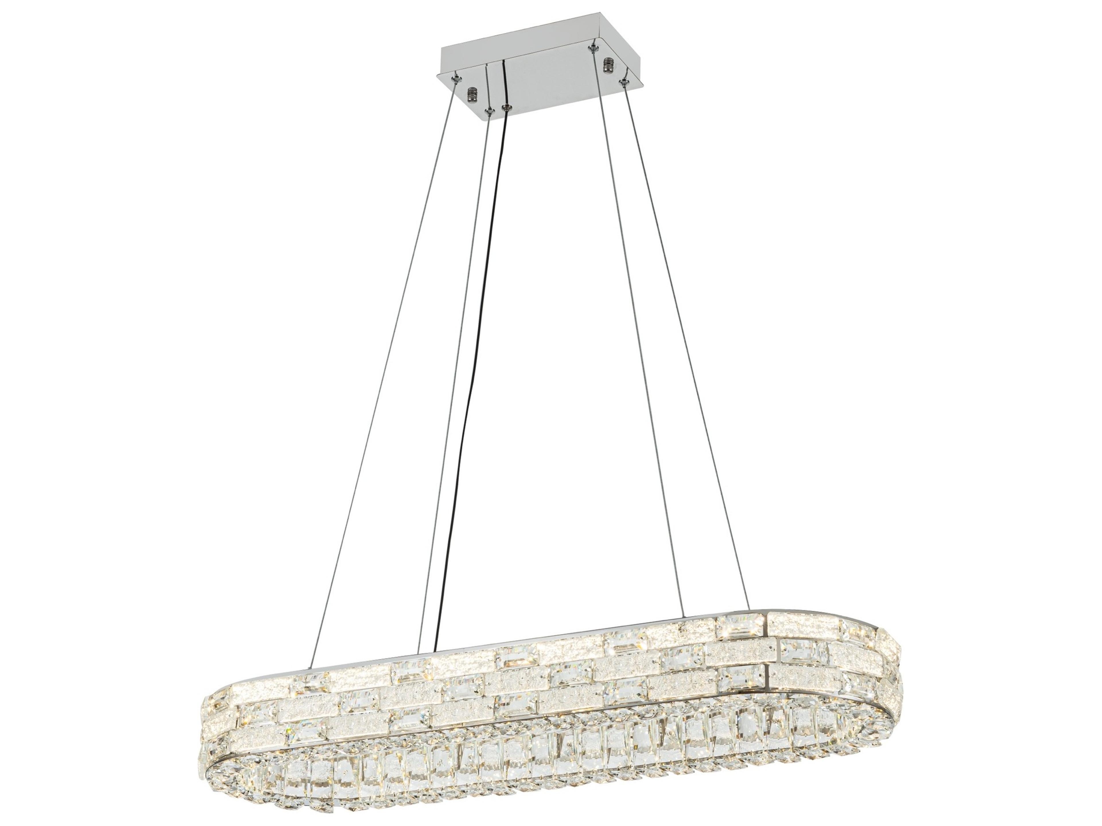 Elegance LED Island Light Polished Nickel Crystal