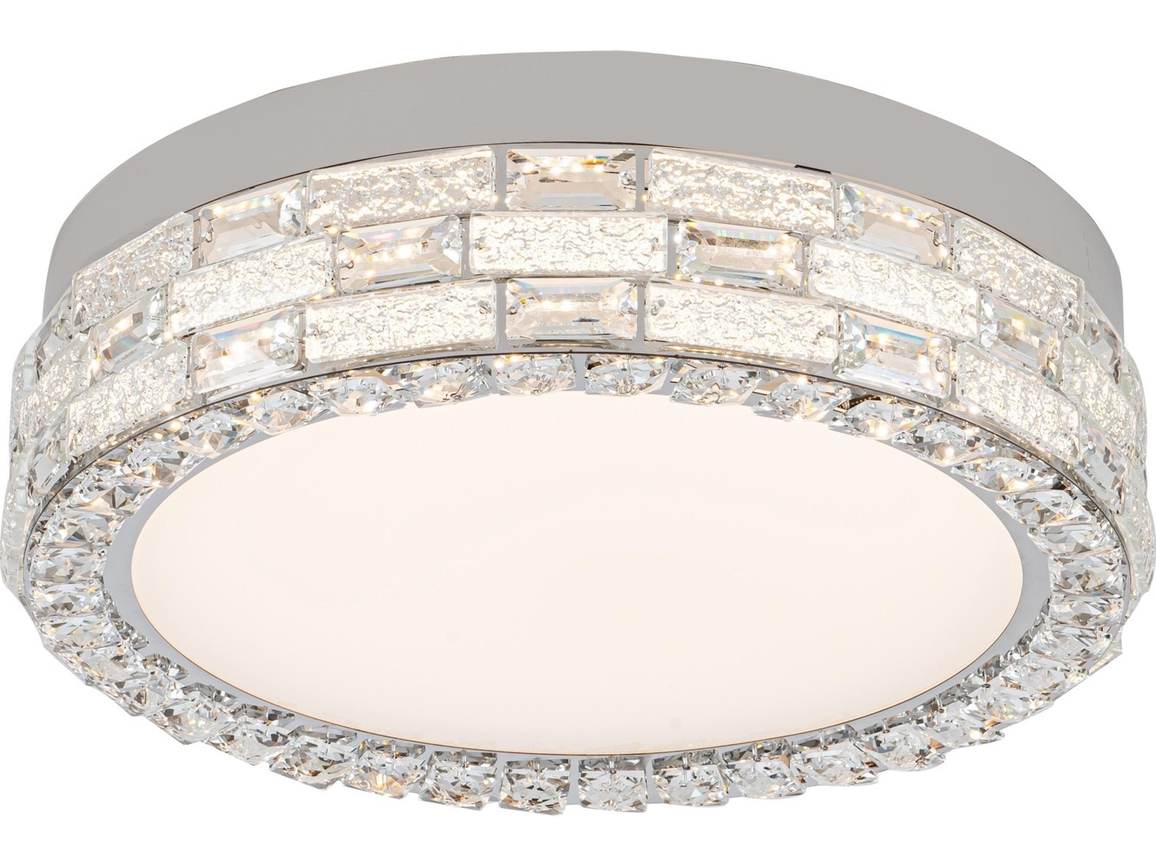 Elegance LED Crystal Flush Mount Polished Nickel