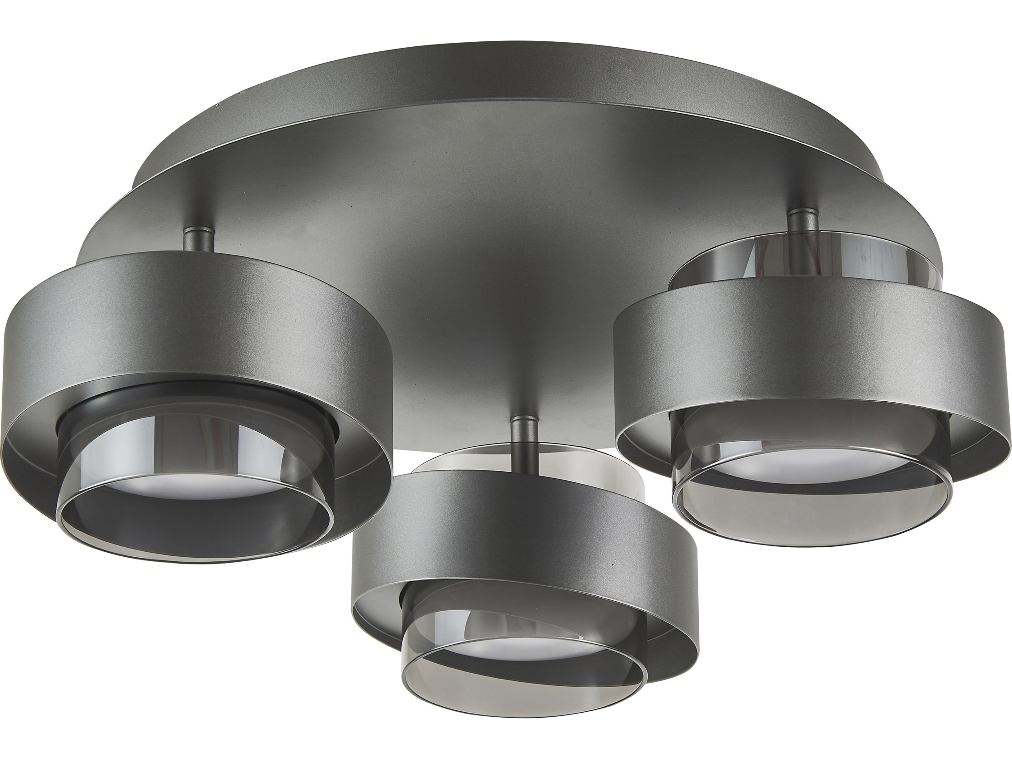 Artcraft Axis 3-Light Graphite Gray Cylinder Semi Flush Mount