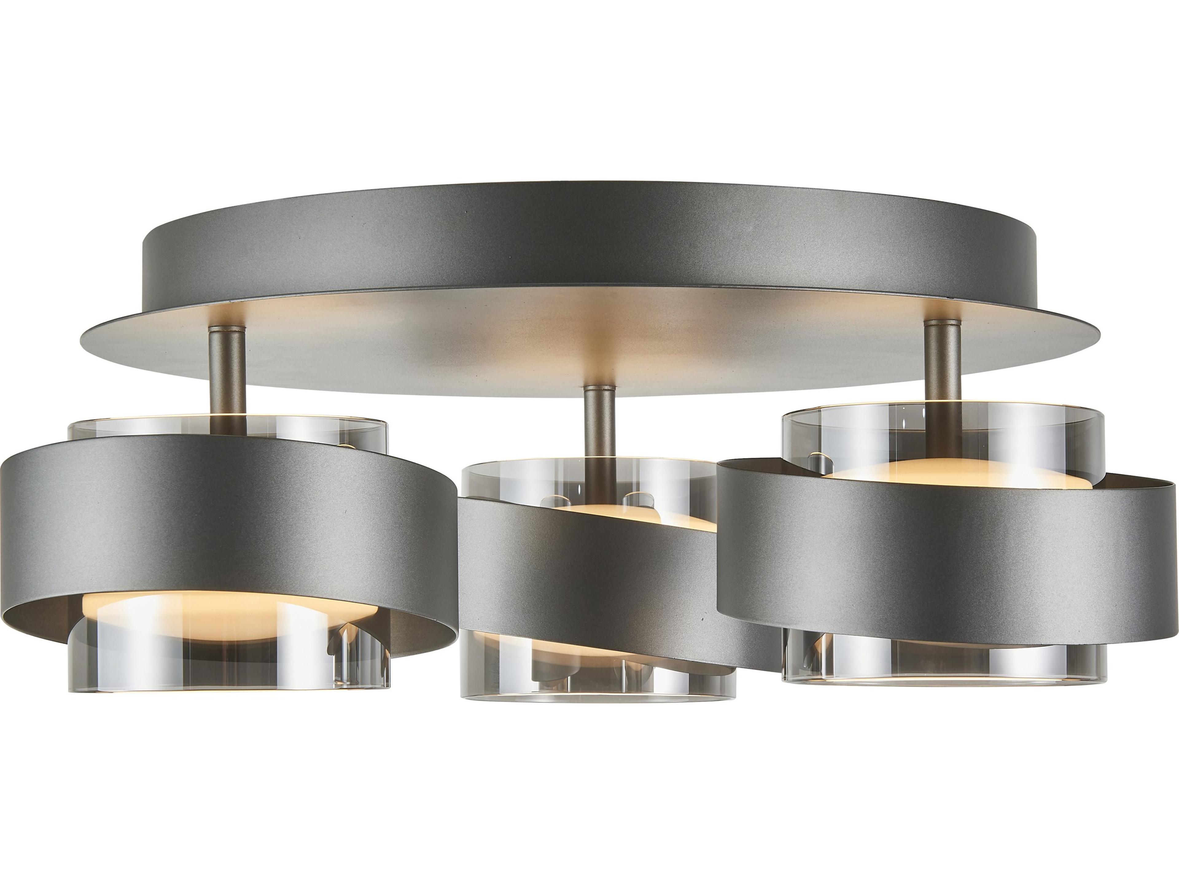 Artcraft Axis 3-Light Graphite Gray Cylinder Semi Flush Mount