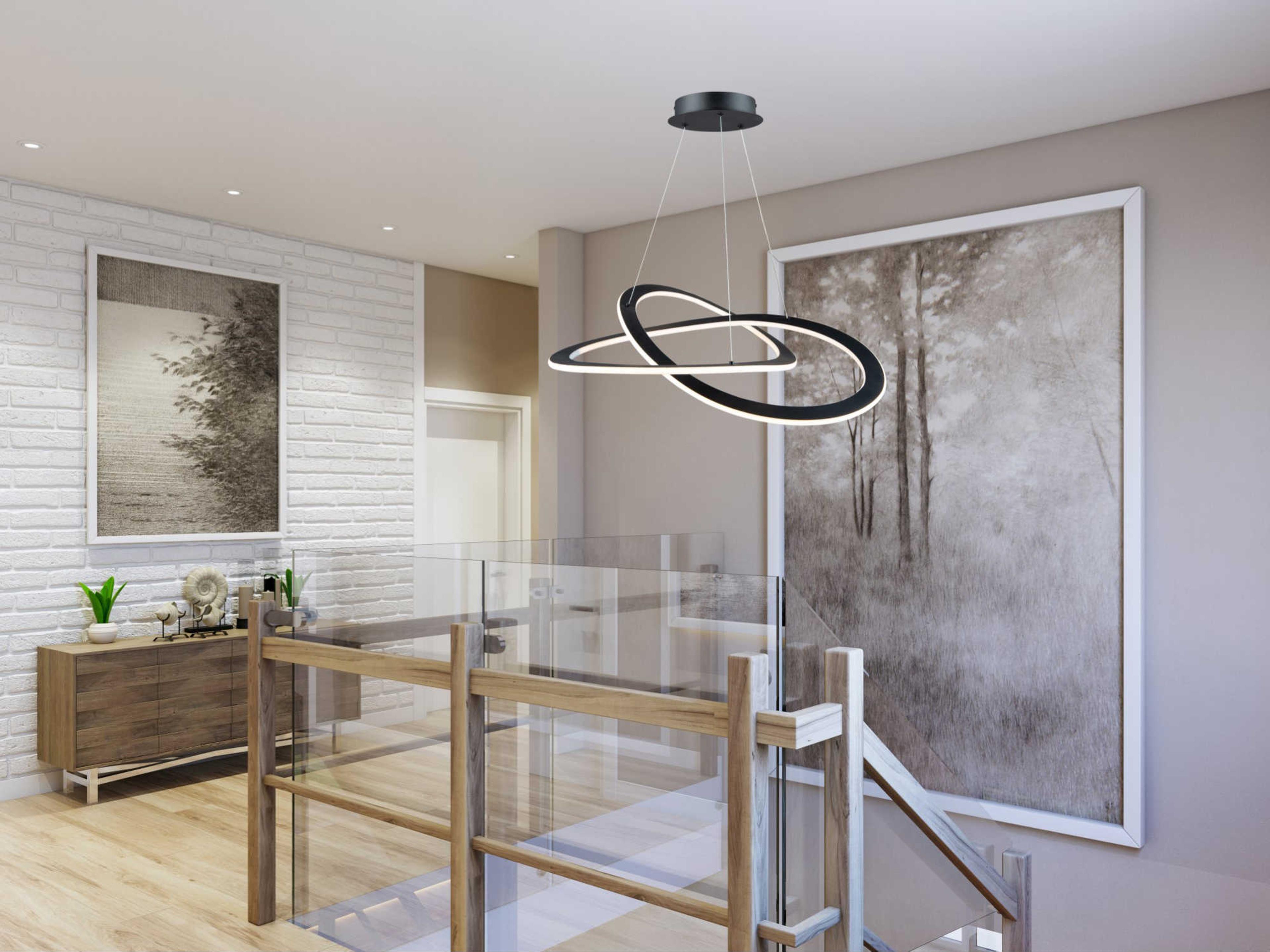 Artcraft Wave 2-Light Black LED Geometric Pendant