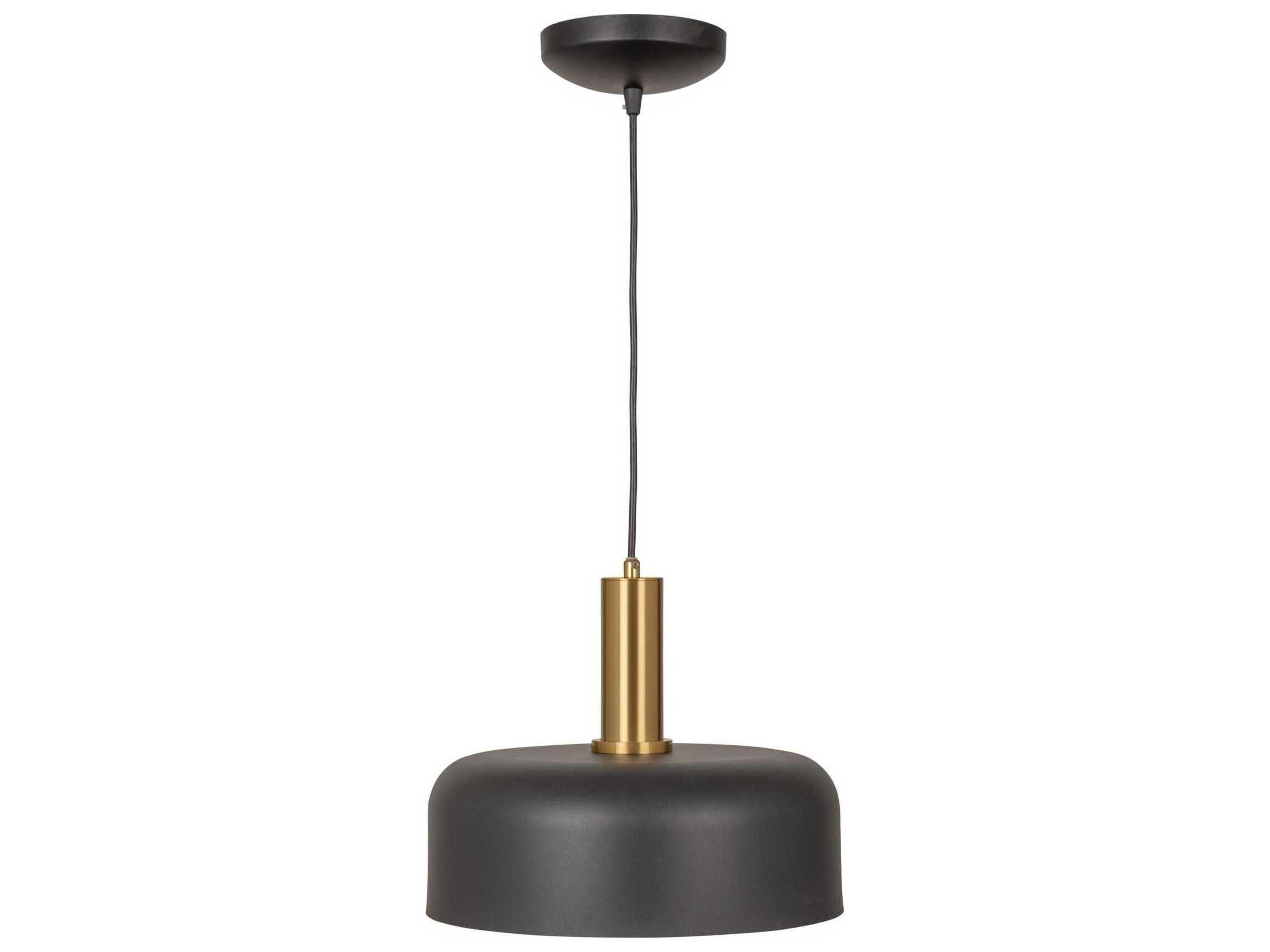 Artcraft Orsa 1-Light Black Brushed Brass Dome Mini Pendant
