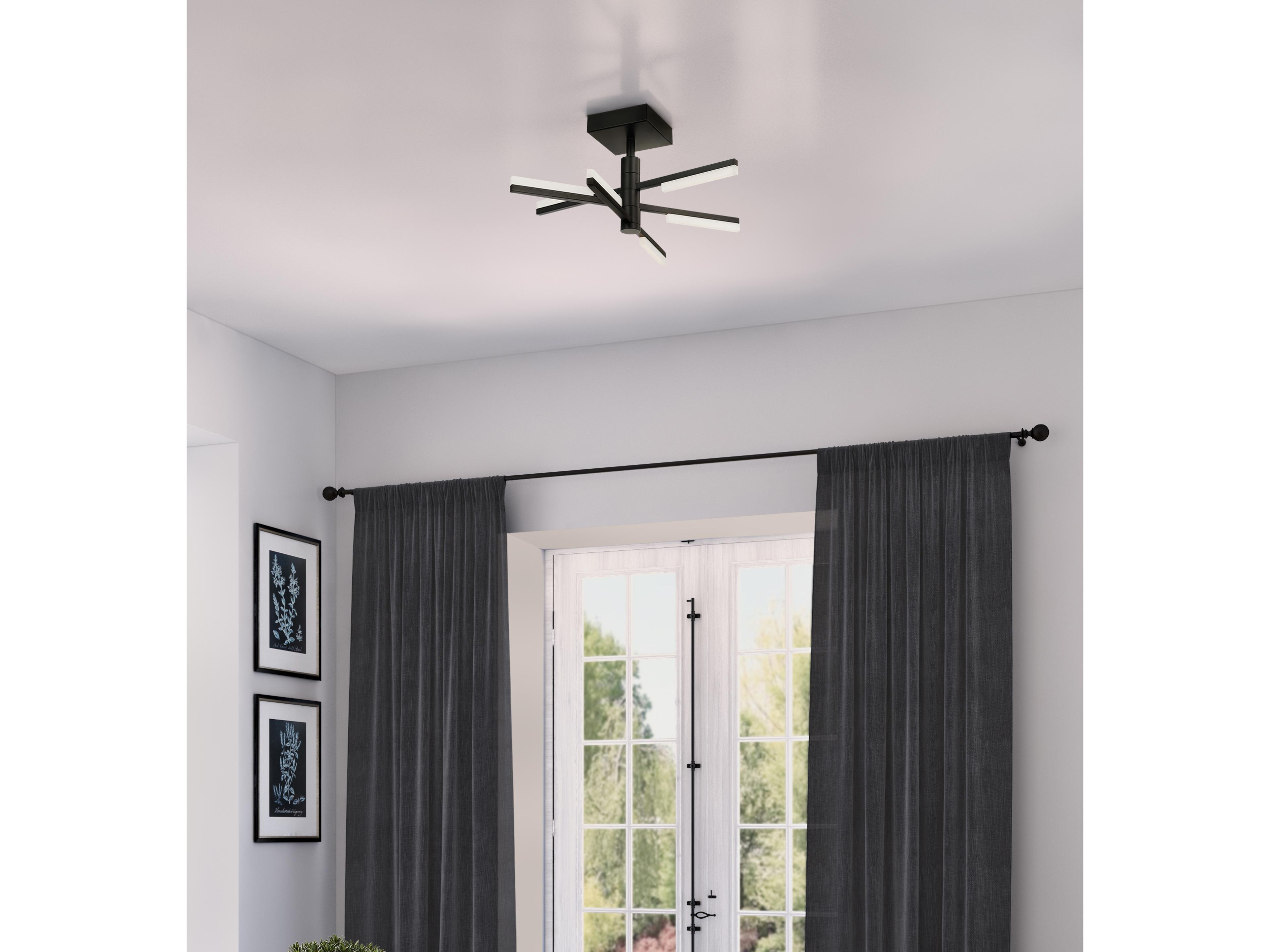 Artcraft Stix Black Linear Semi Flush Mount