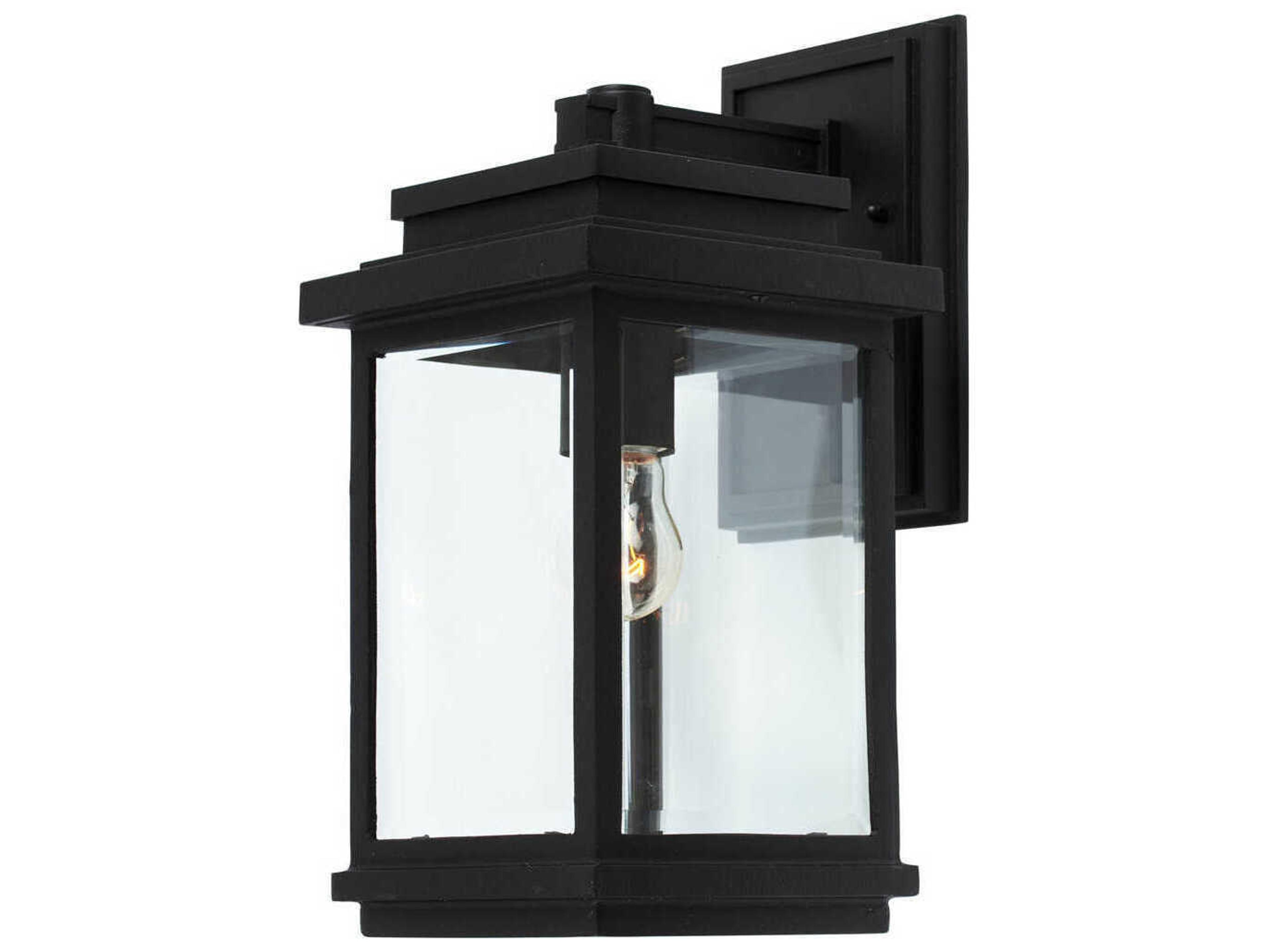 Outdoor Wall Light Freemont 1 Light Black Finish Clear Glass