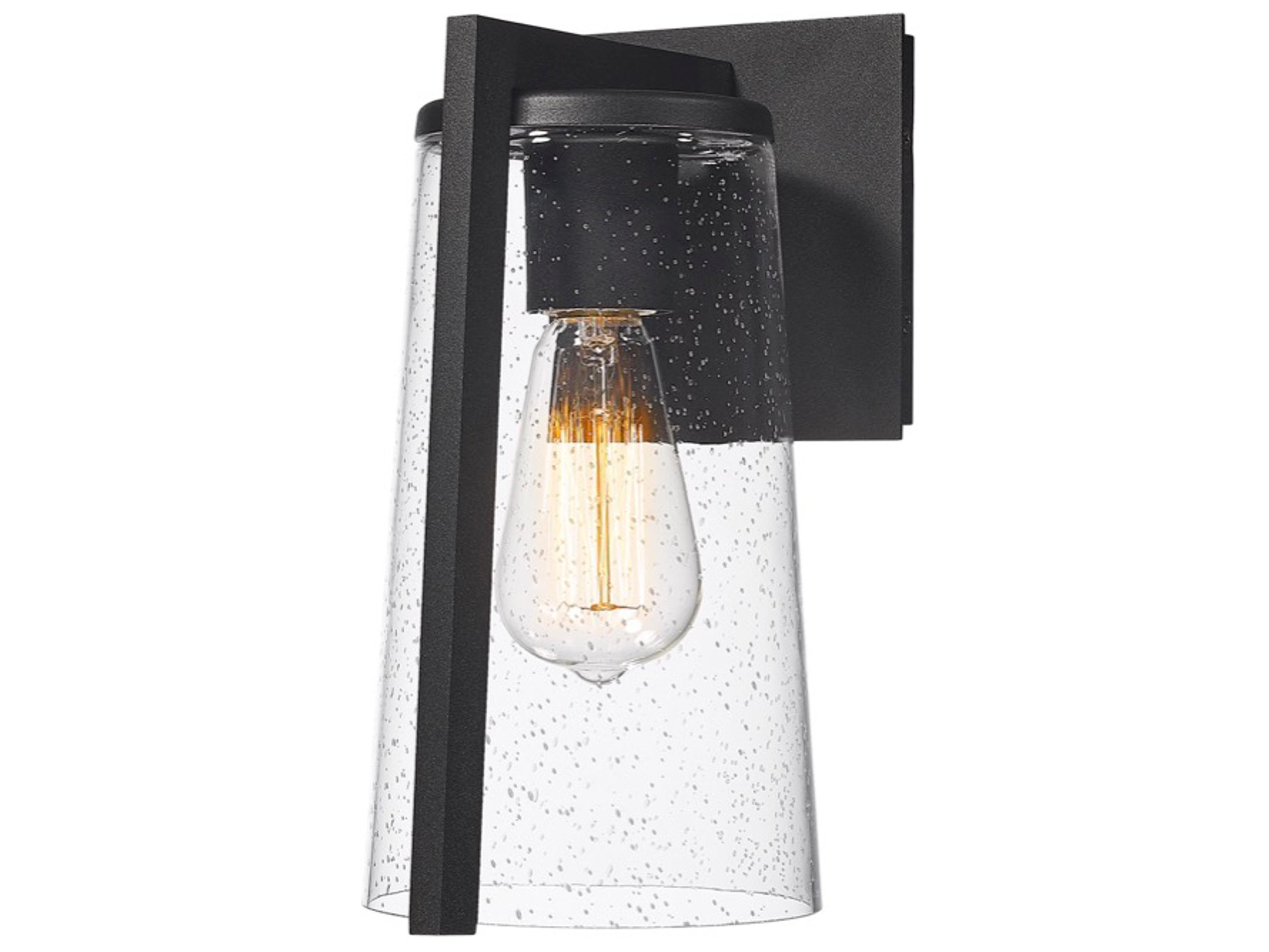 Portofino Outdoor Wall Light in Black with Seeded Glass