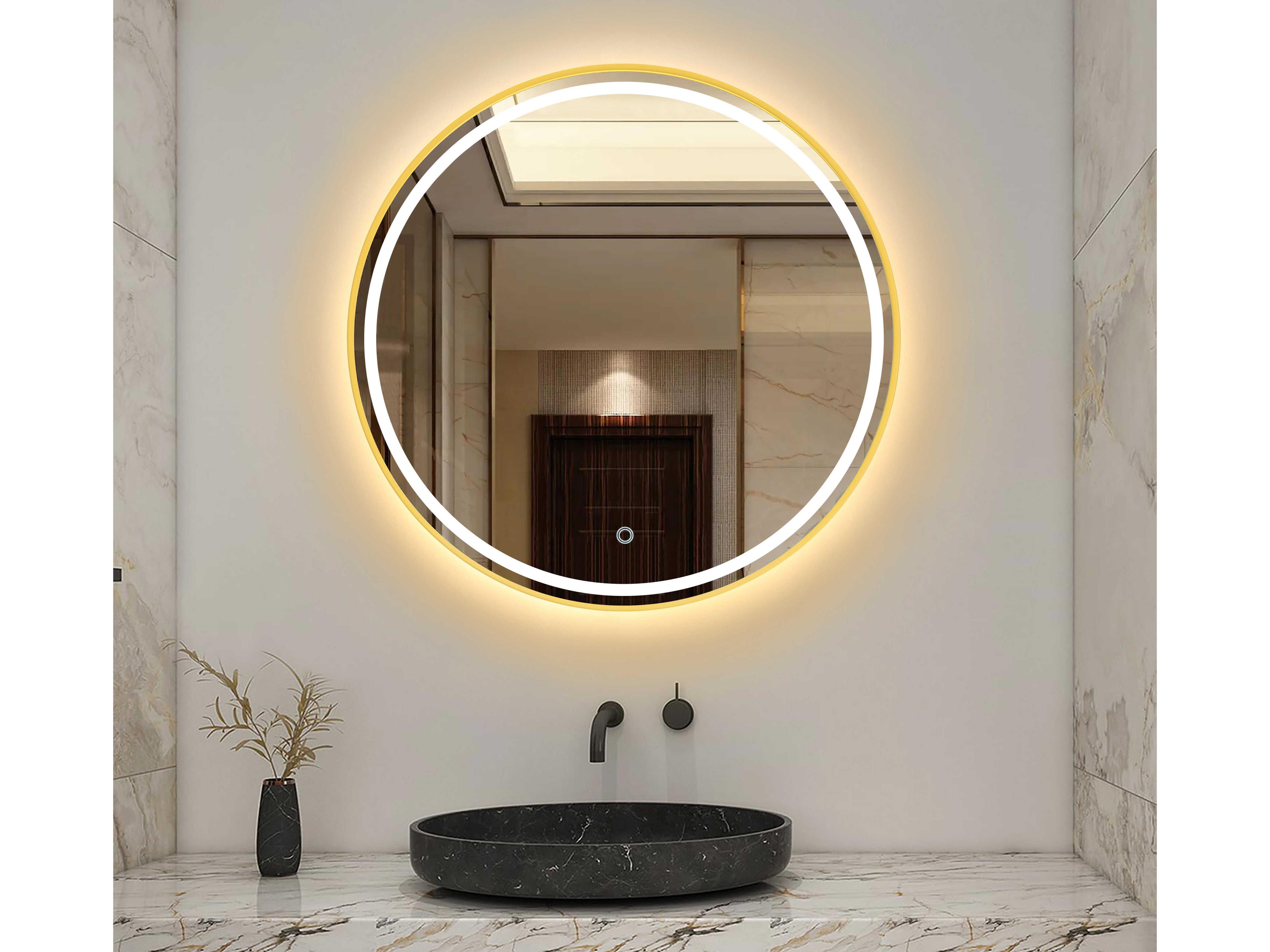 Artcraft Reflections Brushed Brass Wall Mirror Round