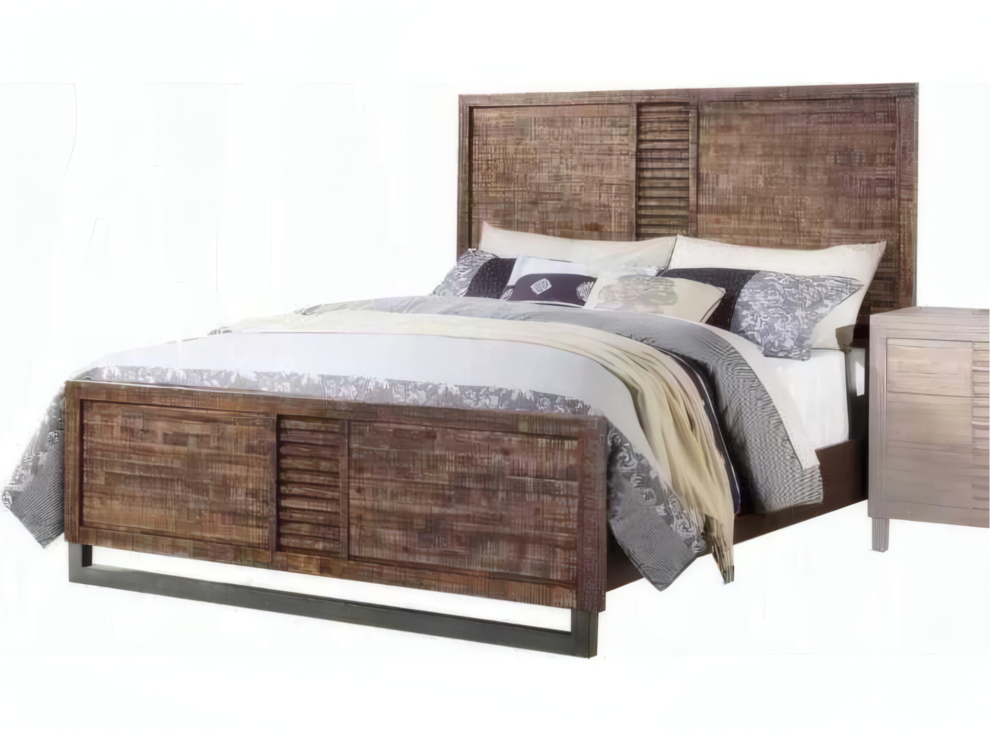 Andria Reclaimed Oak Acacia Wood Queen Panel Bed
