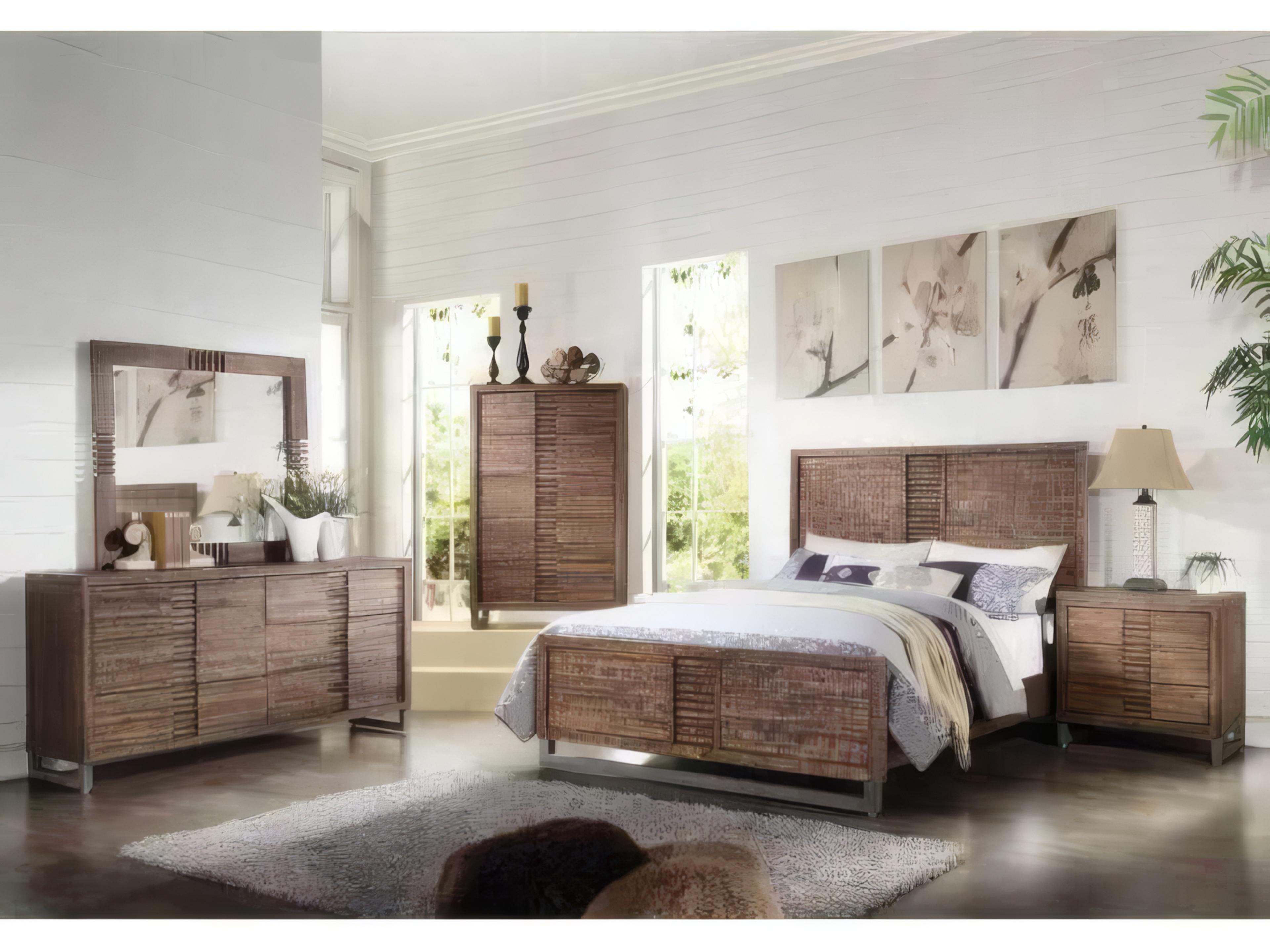 Acme Furniture Andria Reclaimed Oak Acacia Wood Queen Panel Bed