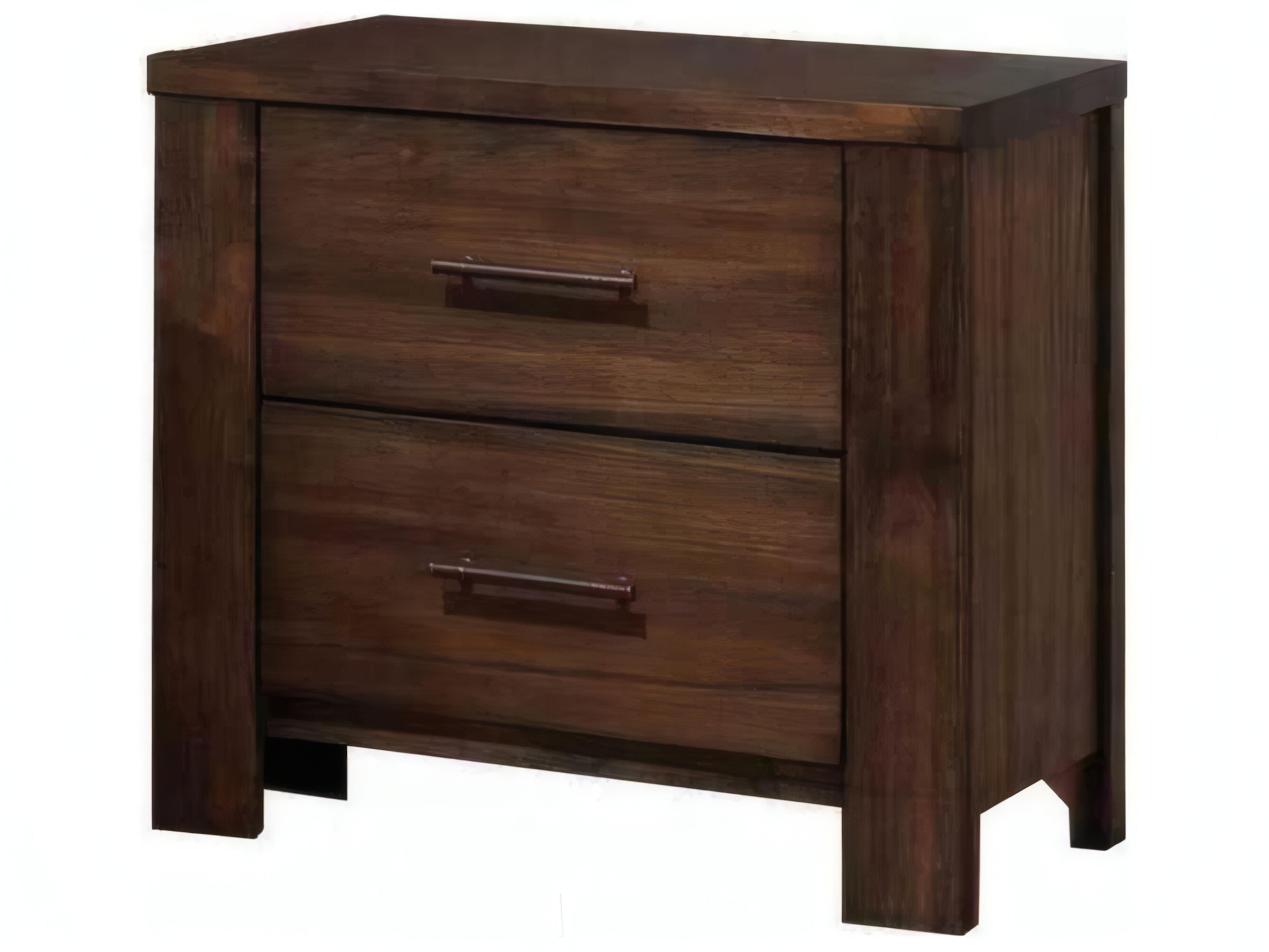 Merrilee 2-Drawers Rubberwood Nightstand