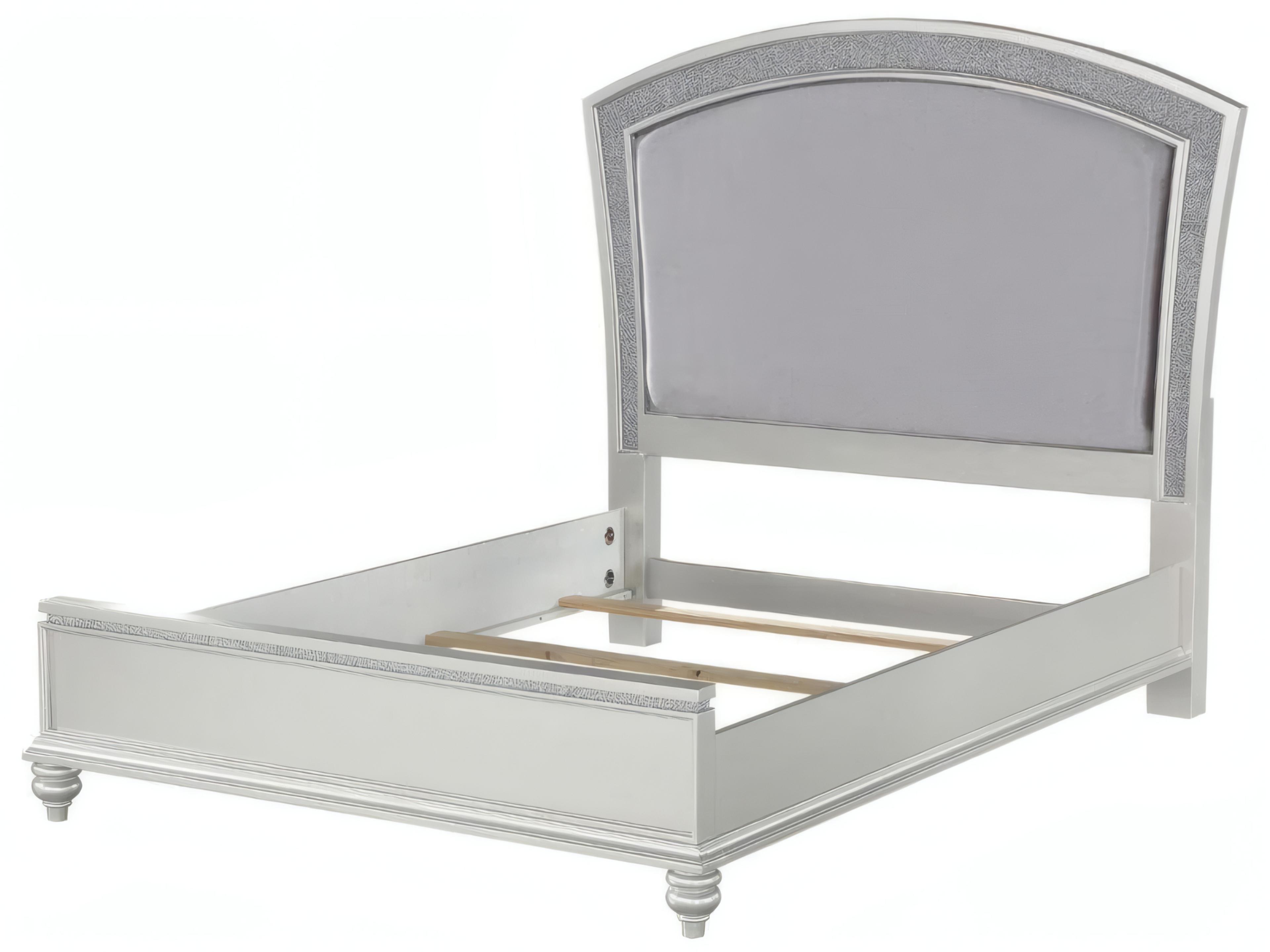 Maverick Fabric Platinum White Poplar Wood Upholstered Queen Platform Bed