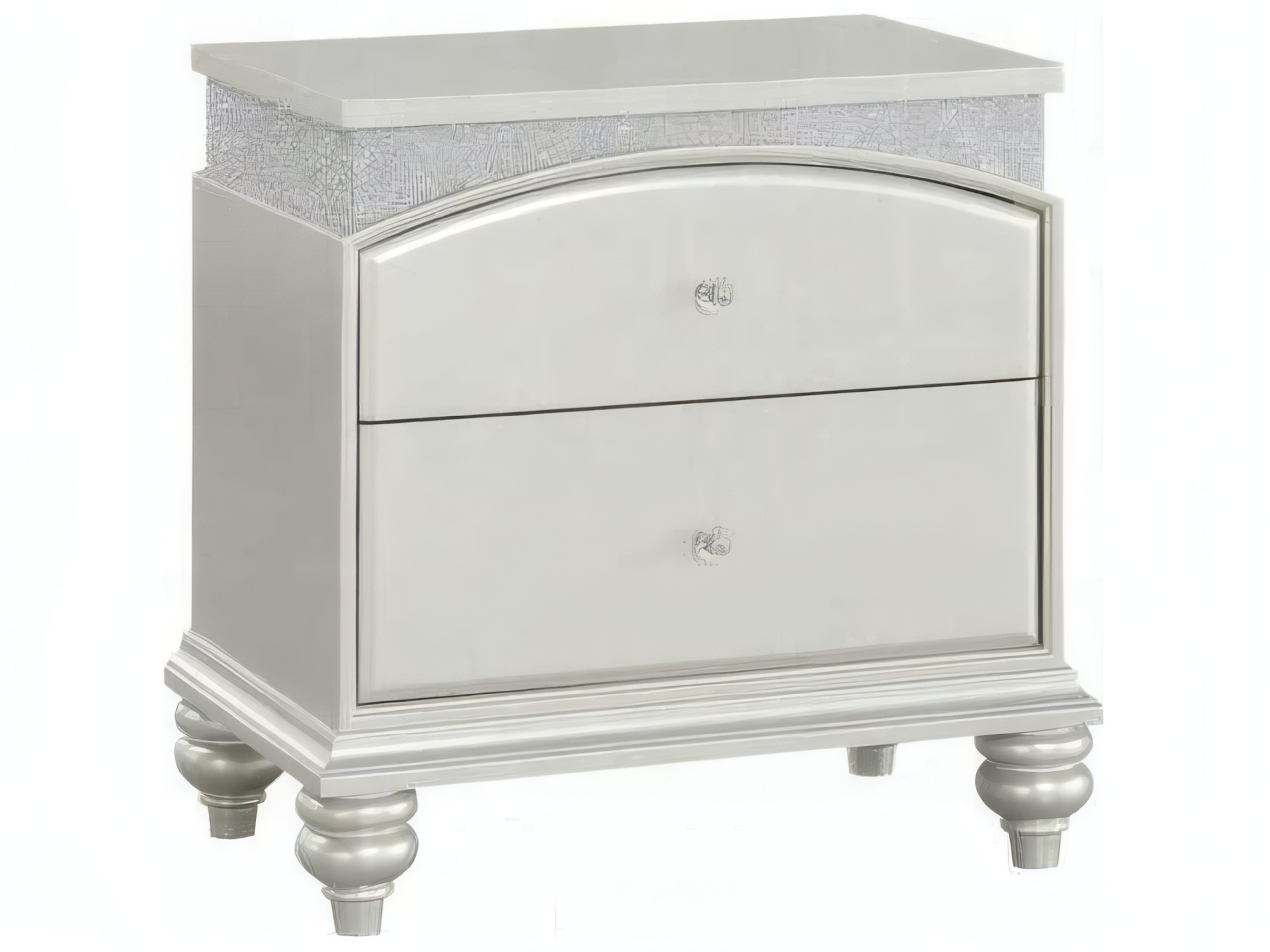 Maverick 2-Drawers Silver Poplar Wood Nightstand