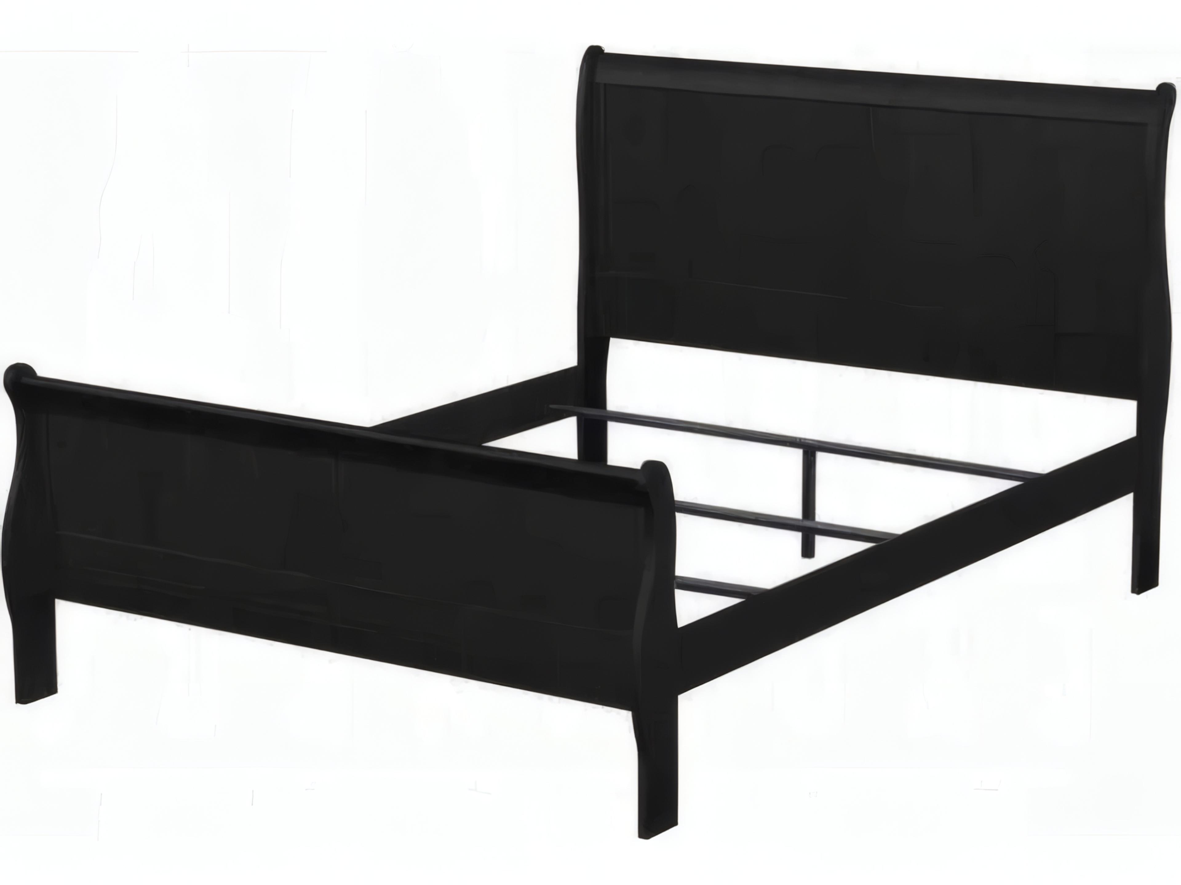 Louis Philippe Black Solid Wood King Sleigh Bed