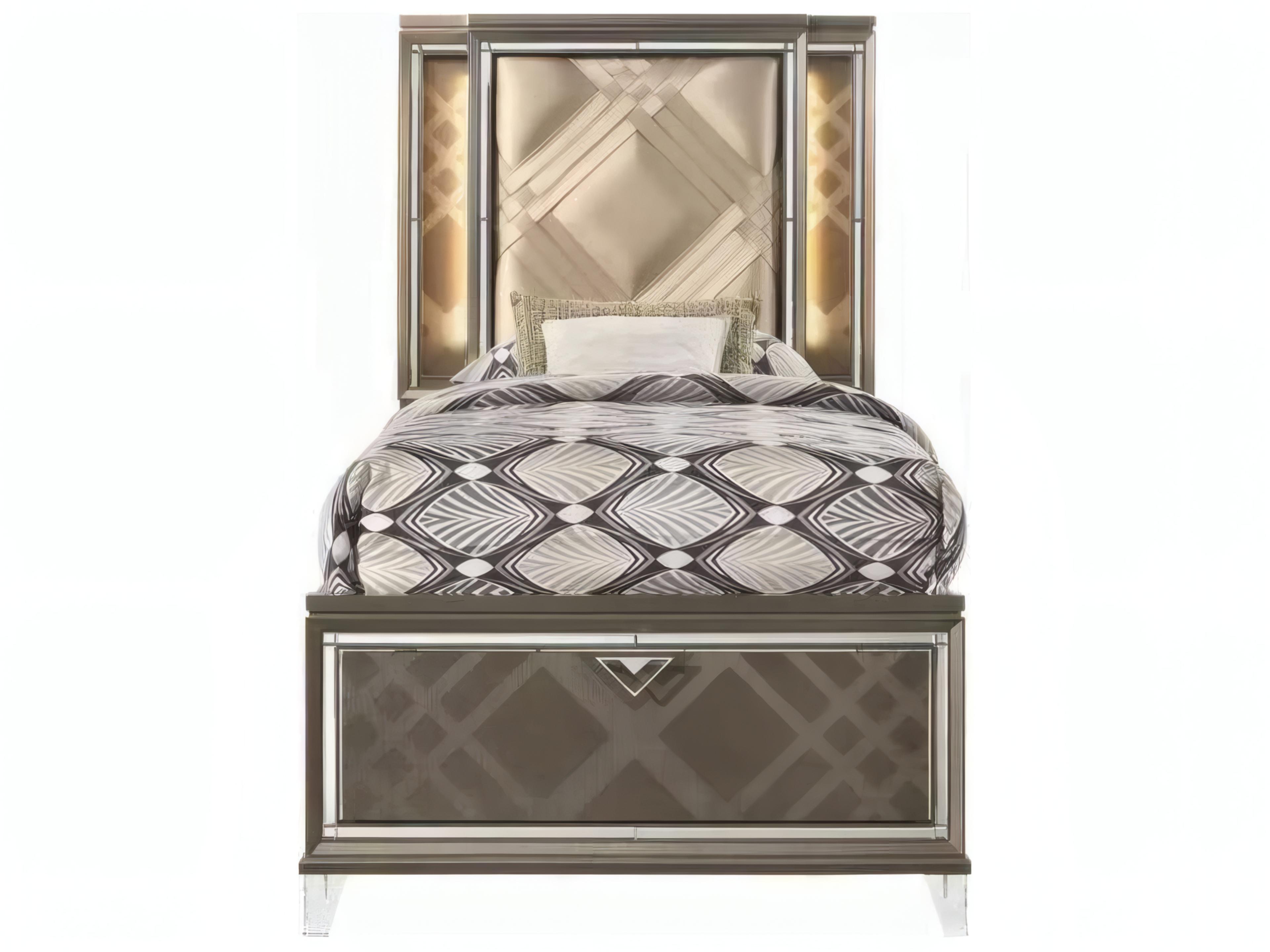 Acme Furniture Skylar Dark Champagne Rubberwood Wood Full Platform Bed