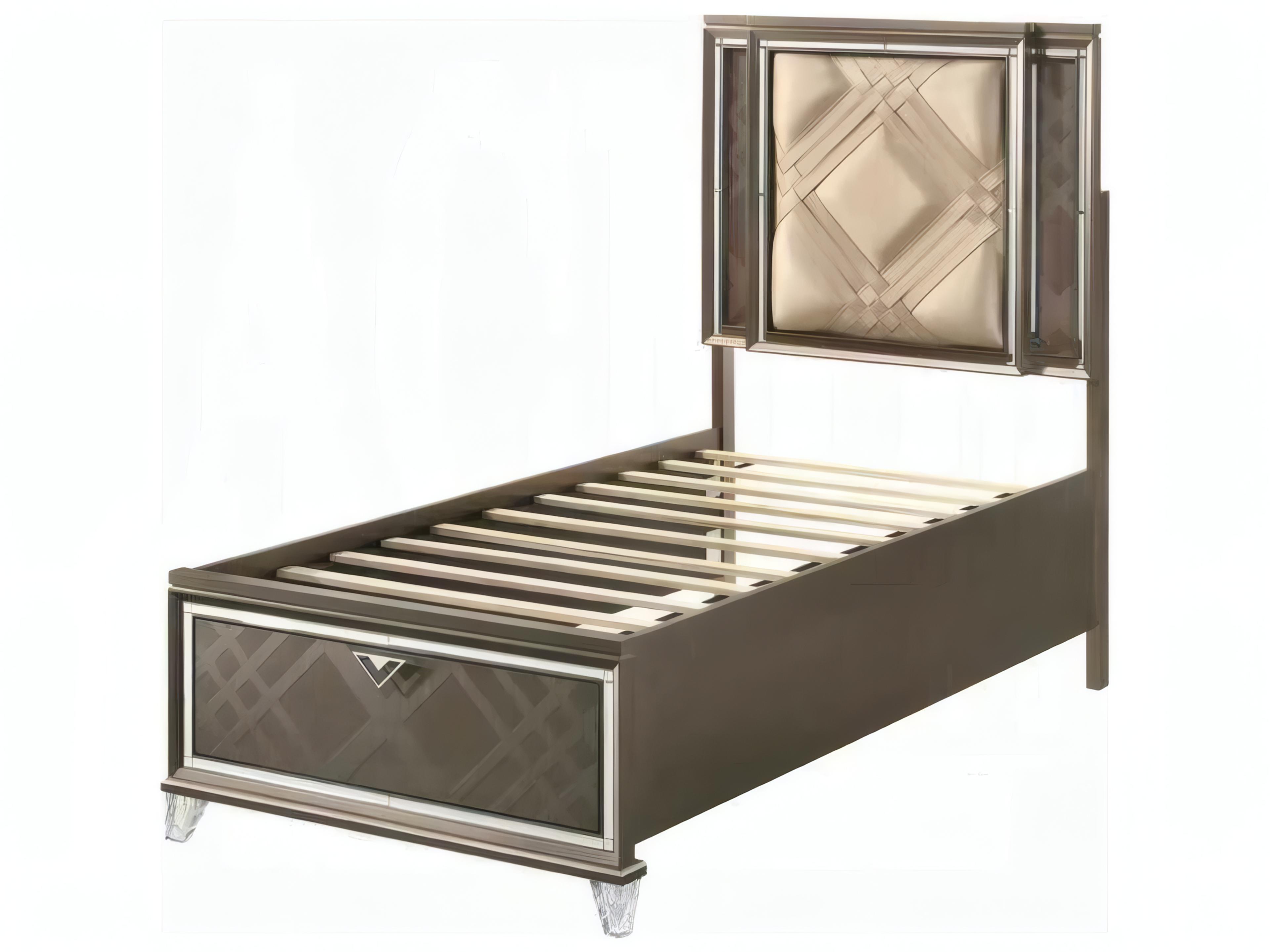 Acme Furniture Skylar Dark Champagne Rubberwood Wood Full Platform Bed