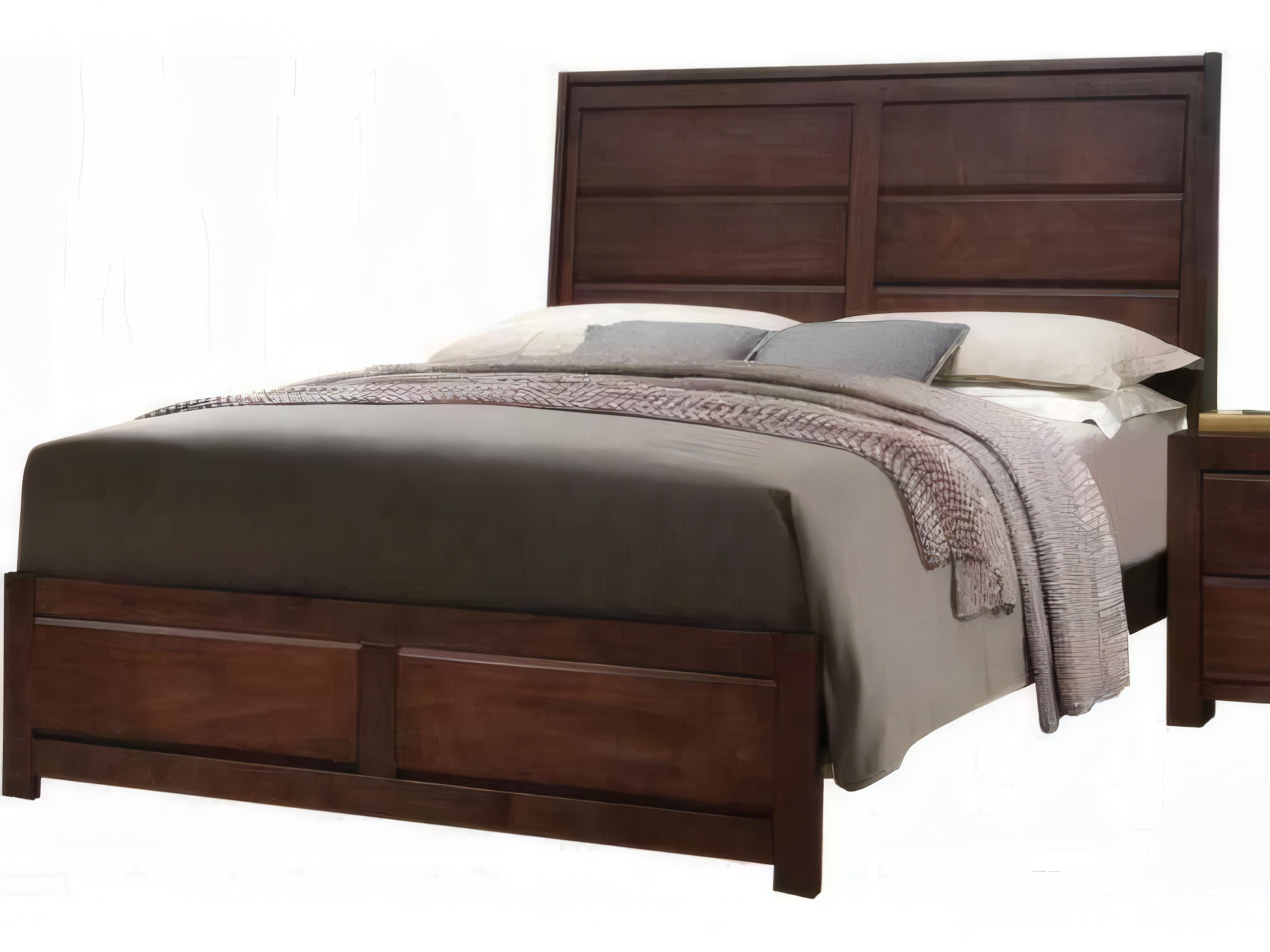 Oberreit Walnut Brown Rubberwood Wood King Panel Bed