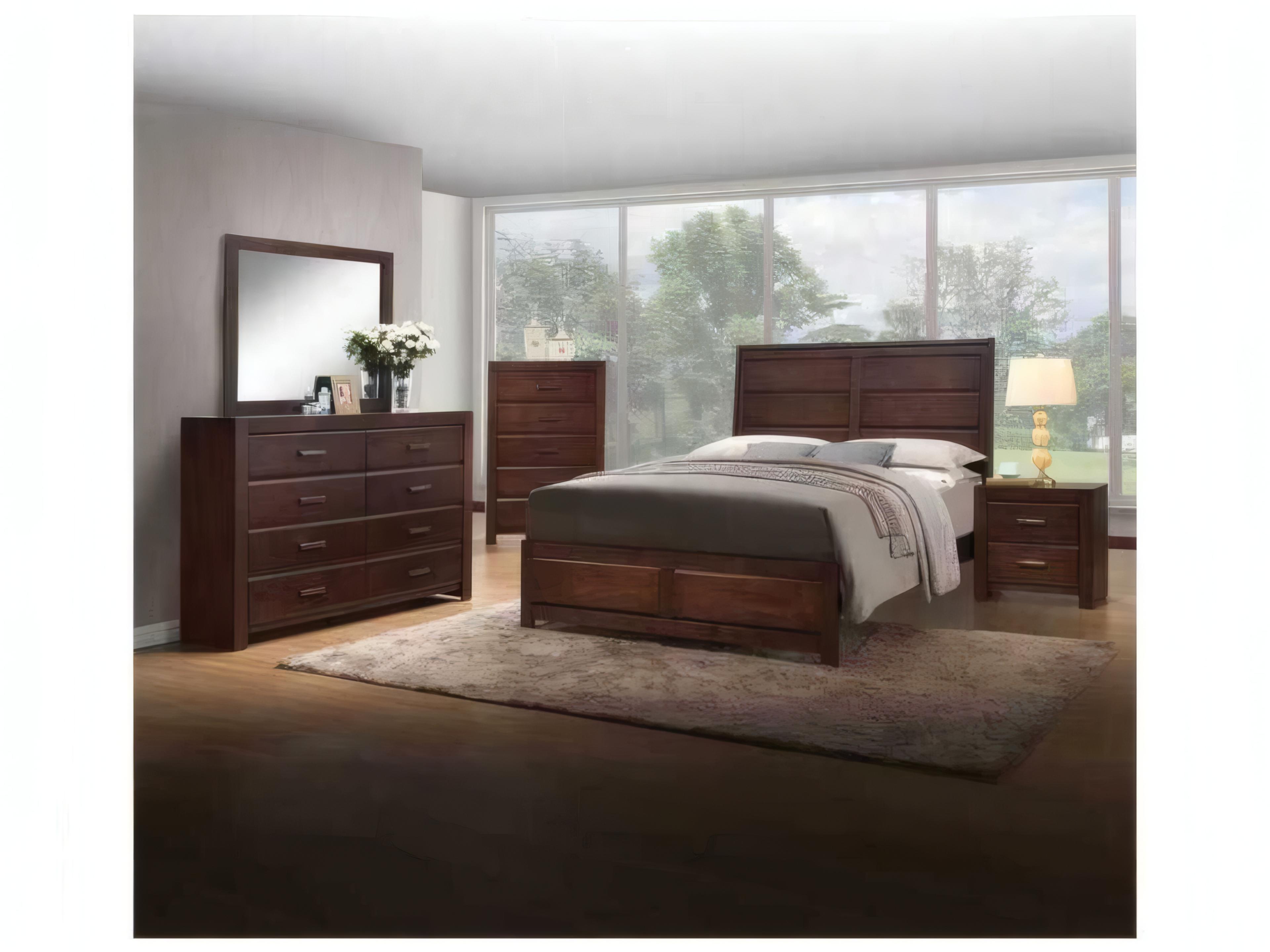 Acme Furniture Oberreit Walnut Brown Rubberwood Wood Queen Panel Bed