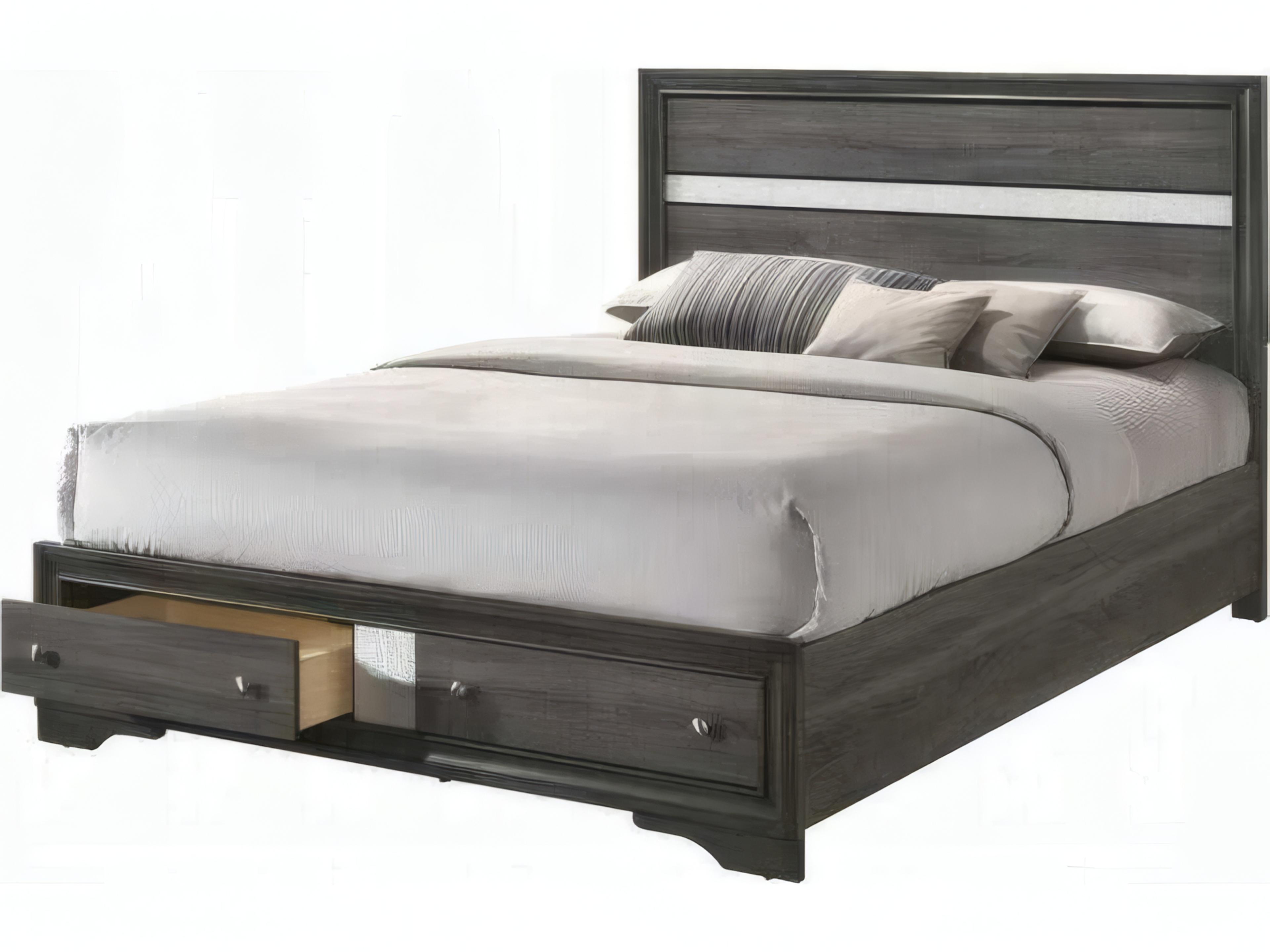 Naima Gray Rubberwood Wood King Platform Bed