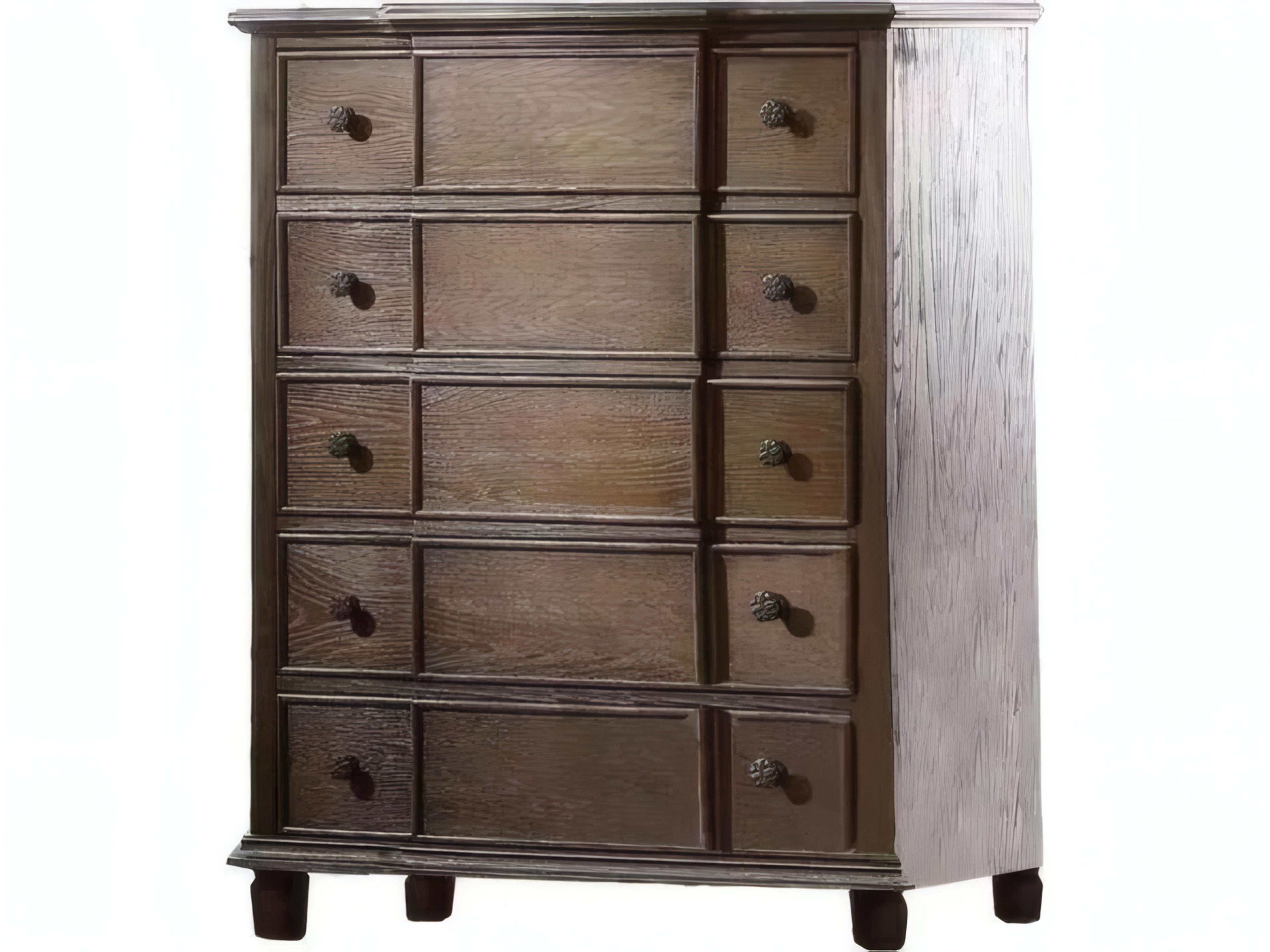 Baudouin 5-Drawer Chest in Weathered Oak Finish