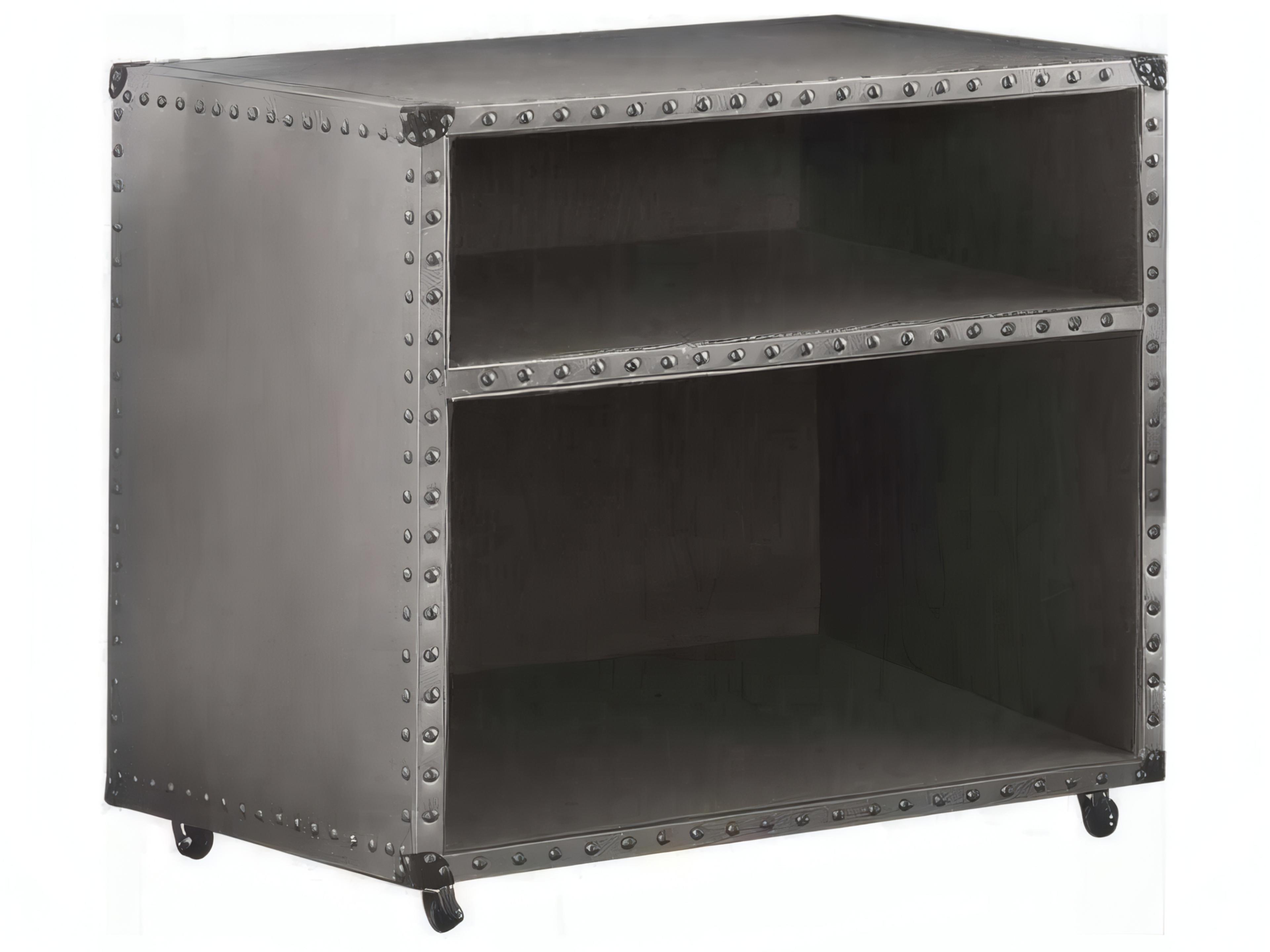 Brancaster Industrial Aluminum Nightstand with USB Charging