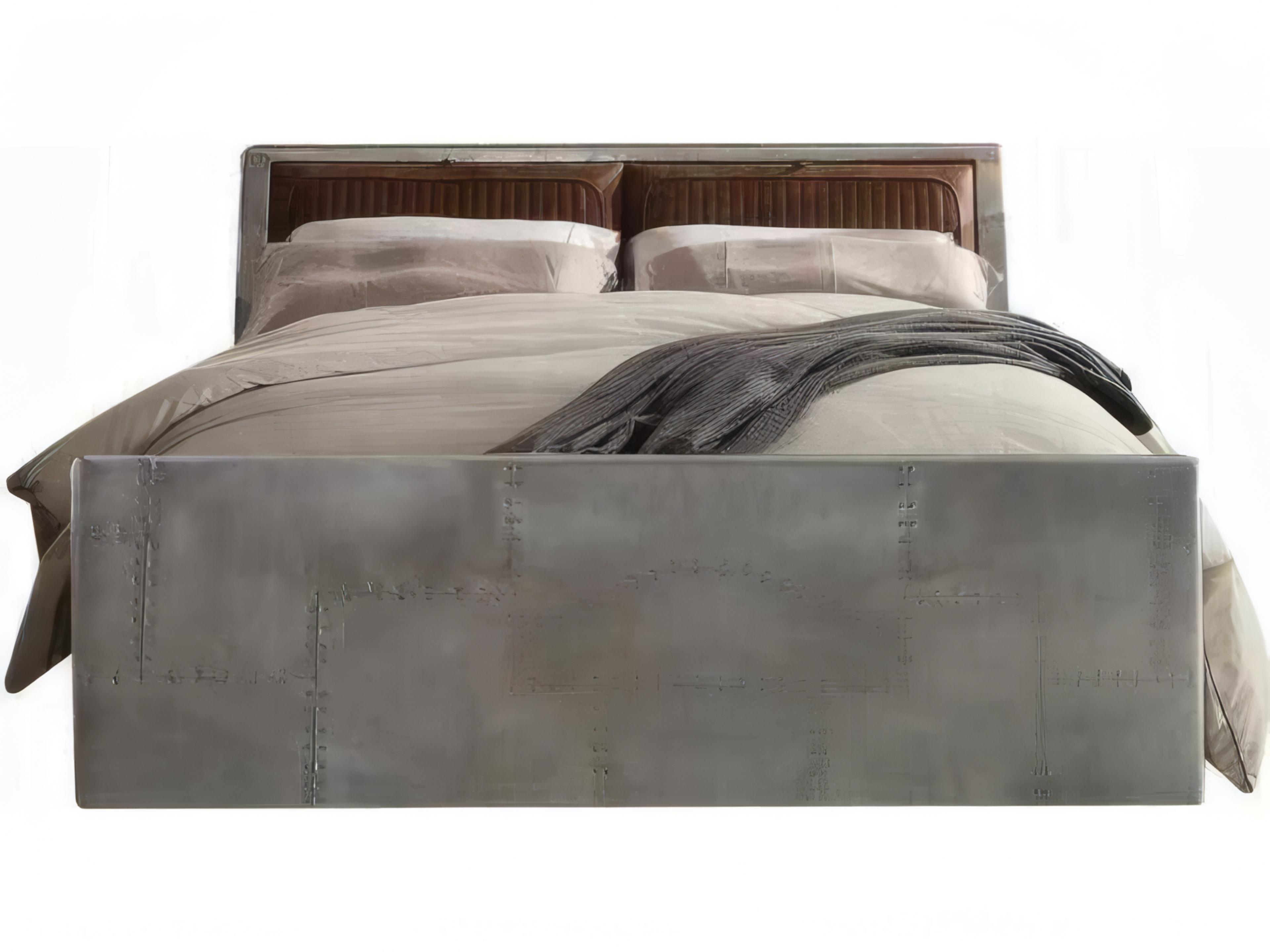 Brancaster Retro Brown Silver Queen Panel Bed