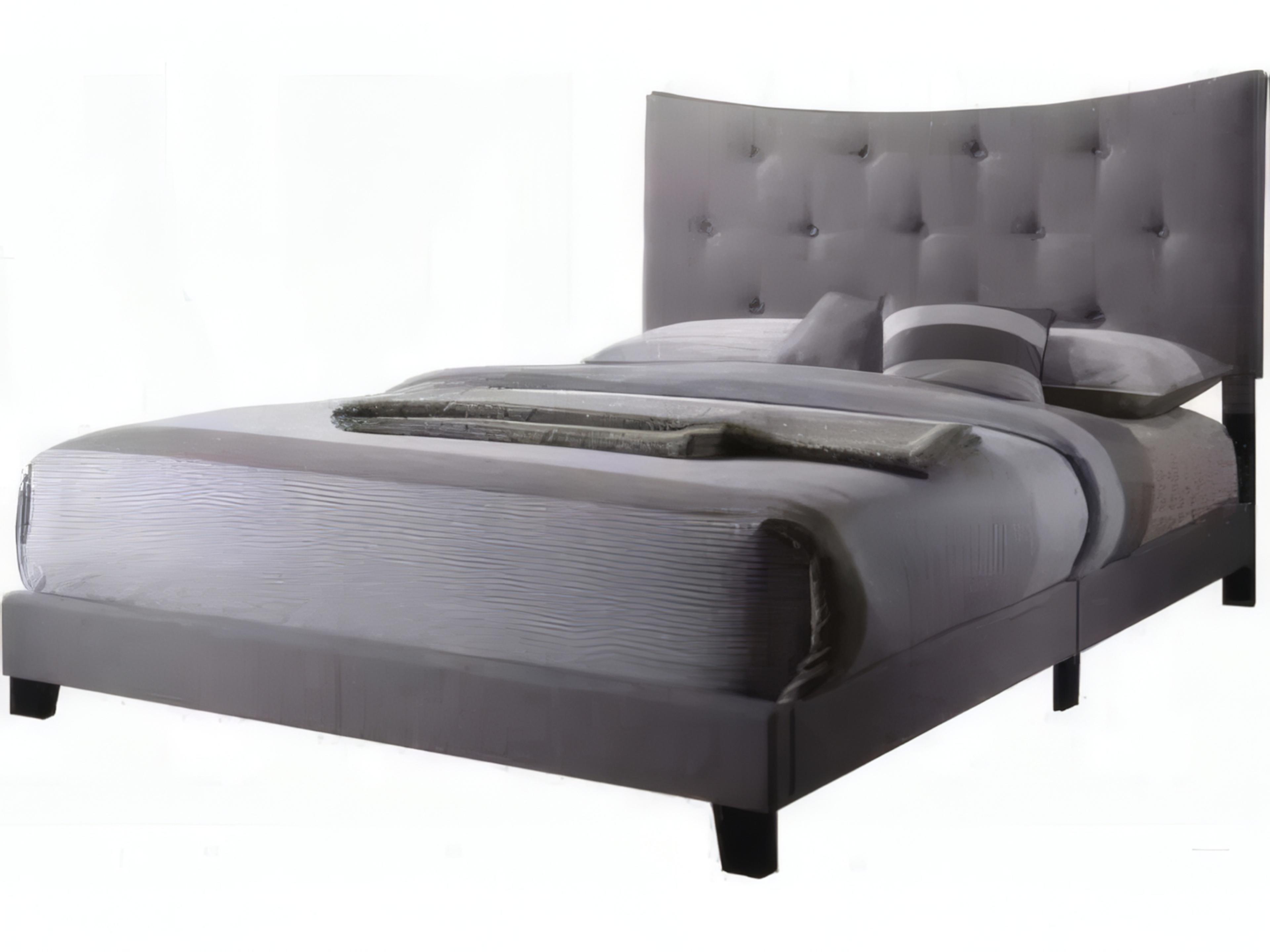 Gray Fabric Rubberwood Upholstered Queen Platform Bed