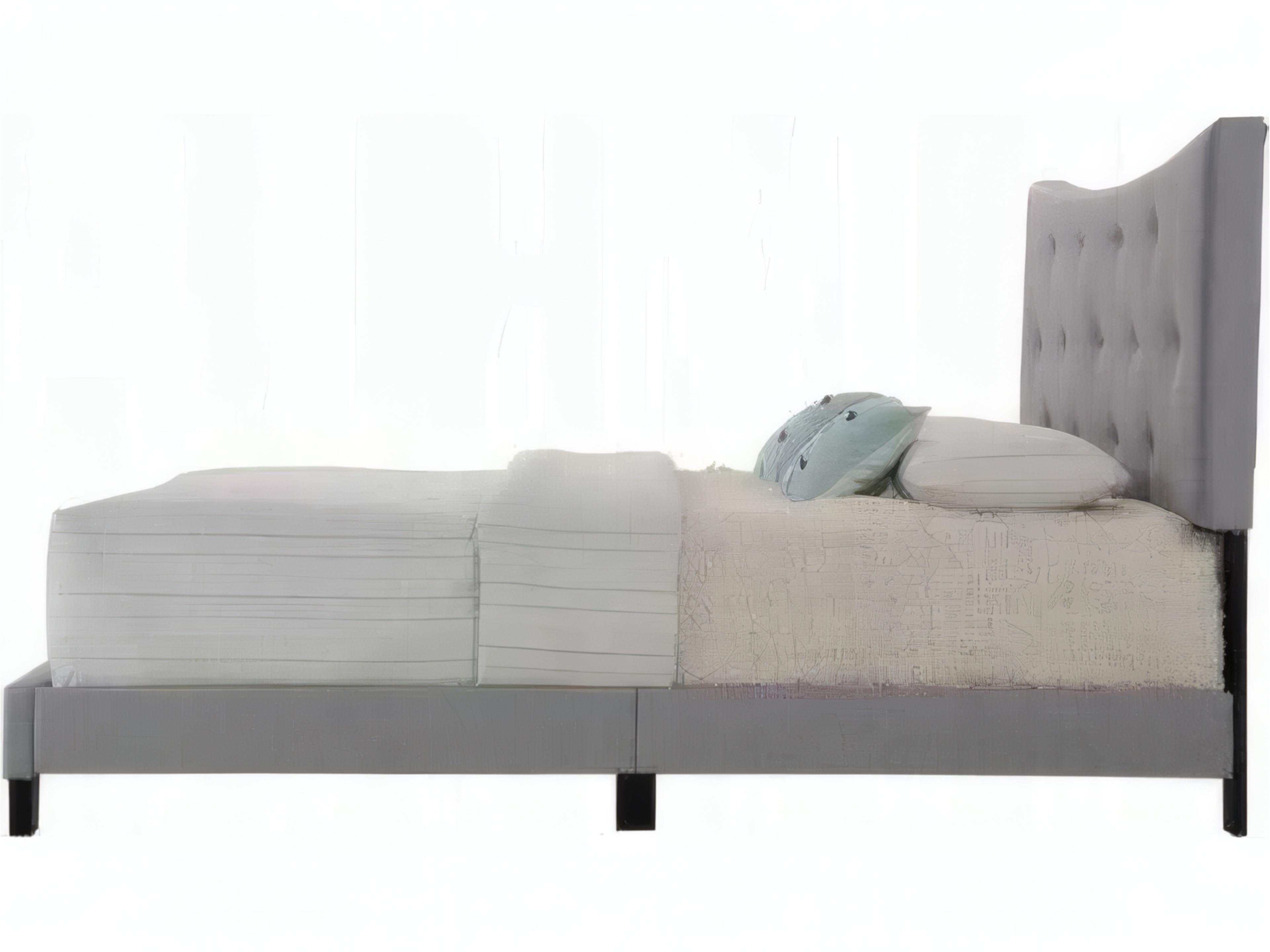 Acme Furniture Gray Fabric Rubberwood Upholstered Queen Platform Bed