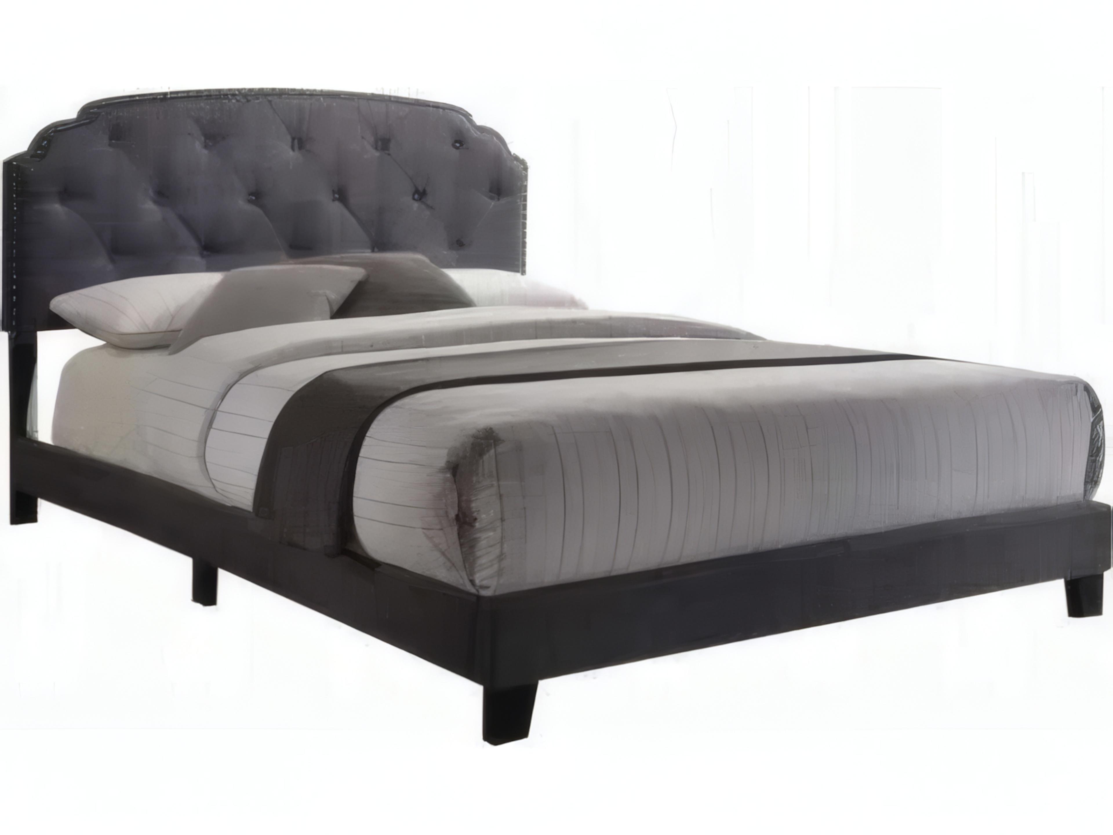 Gray Fabric Rubberwood Upholstered Queen Platform Bed