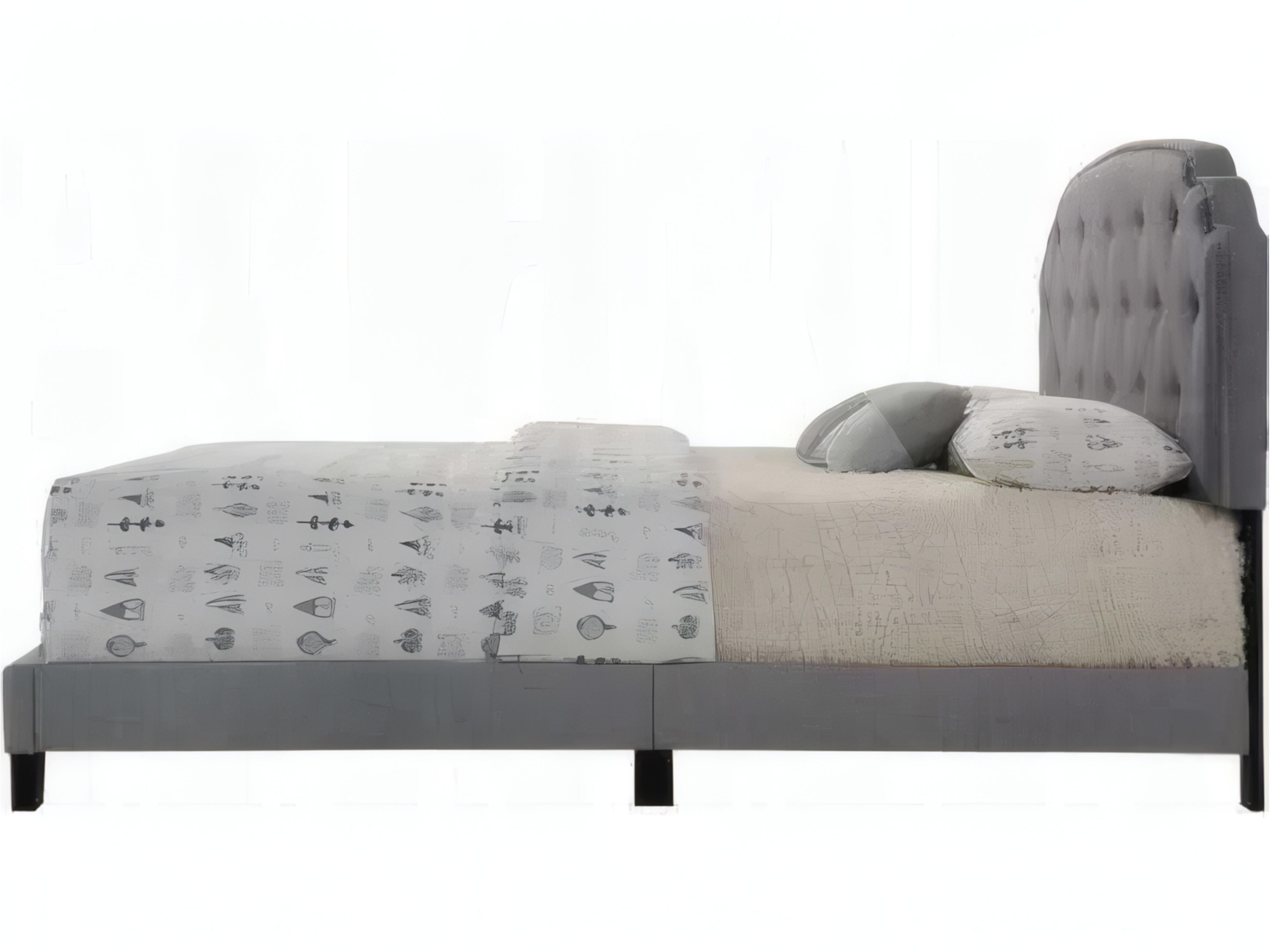 Acme Furniture Gray Fabric Rubberwood Upholstered Queen Platform Bed