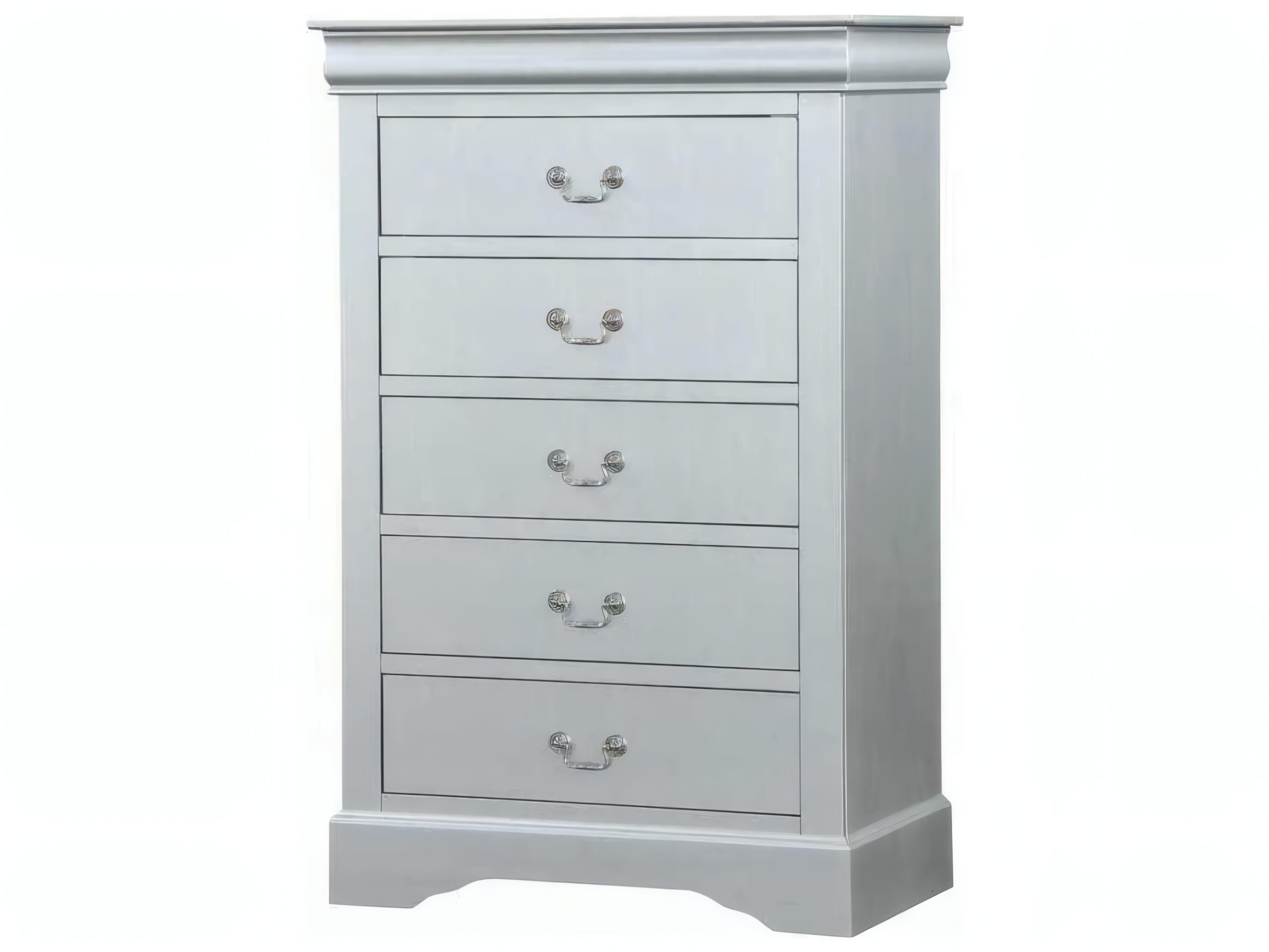 Louis Philippe Platinum Silver Pine Wood Accent Chest