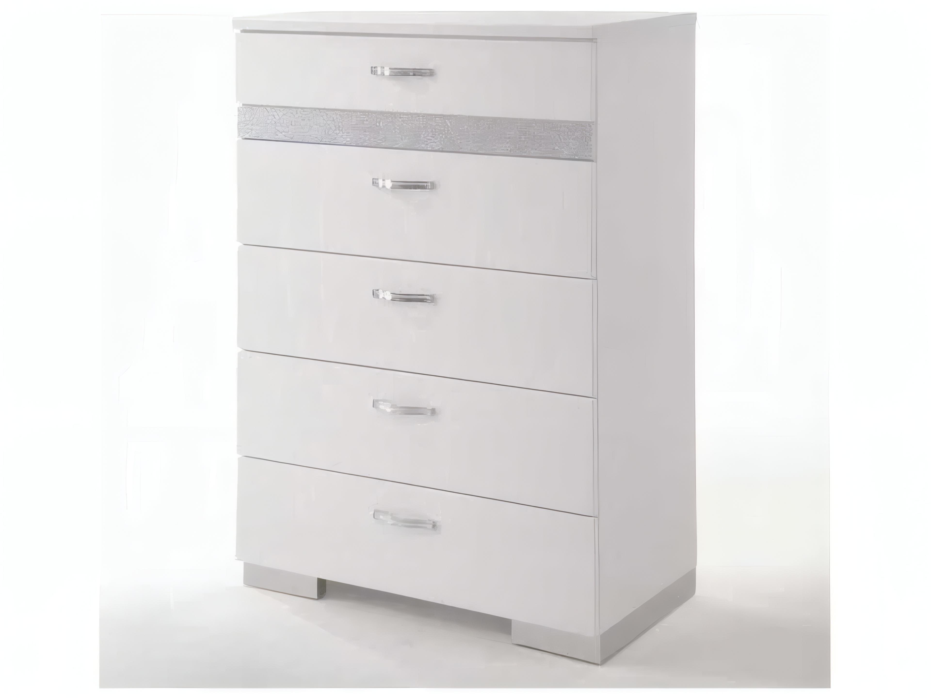 Naima White High Gloss Rubberwood Accent Chest