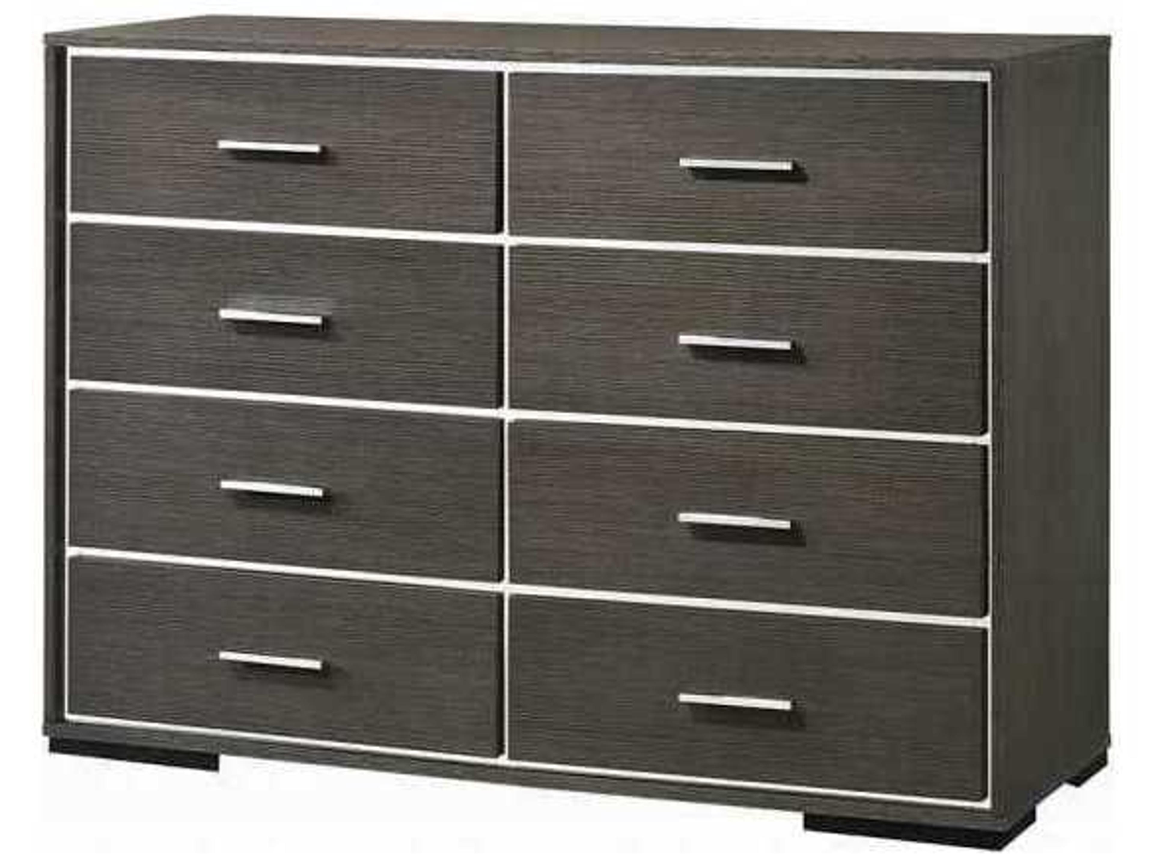 Escher 8-Drawer Dresser with Gray Oak Finish and Glam Acrylic Trim